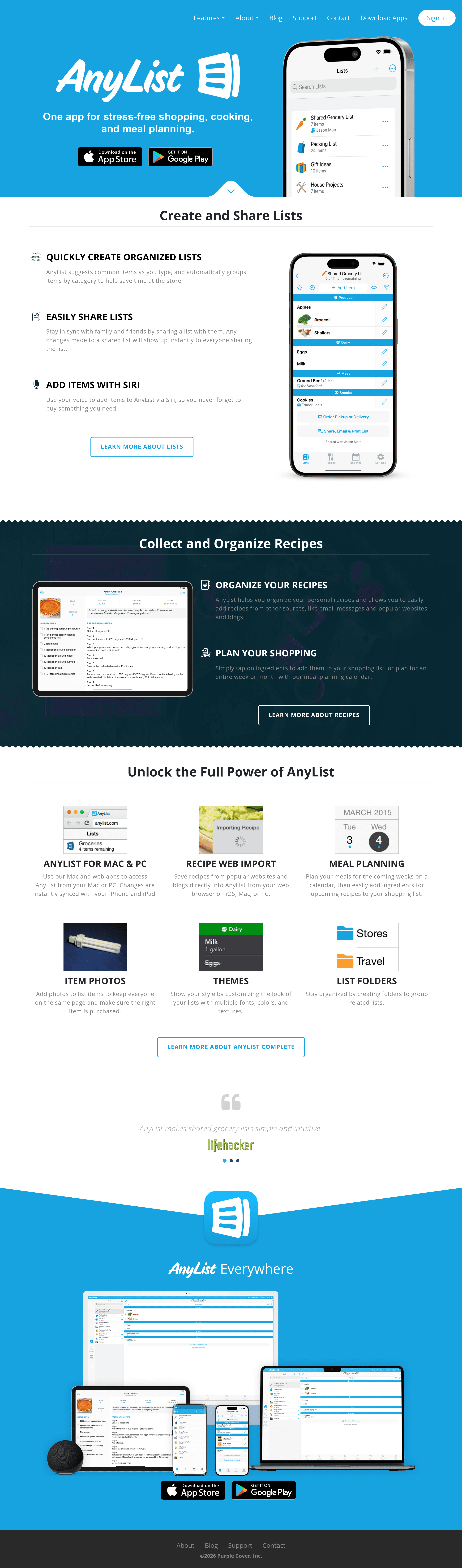 Anylistapp saas landing page screenshot