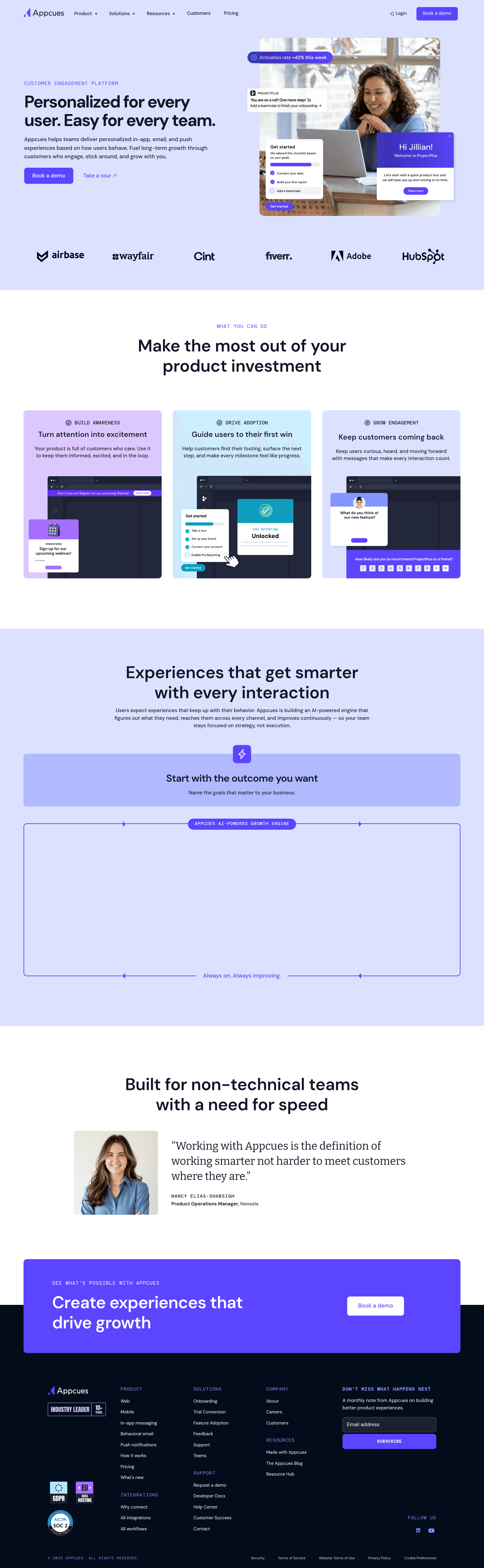 Appcues saas landing page screenshot