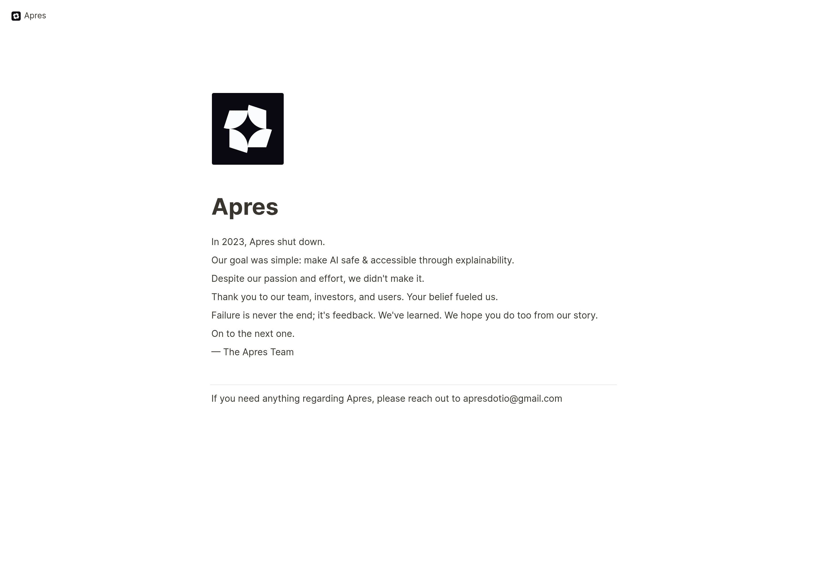 Apres saas landing page screenshot