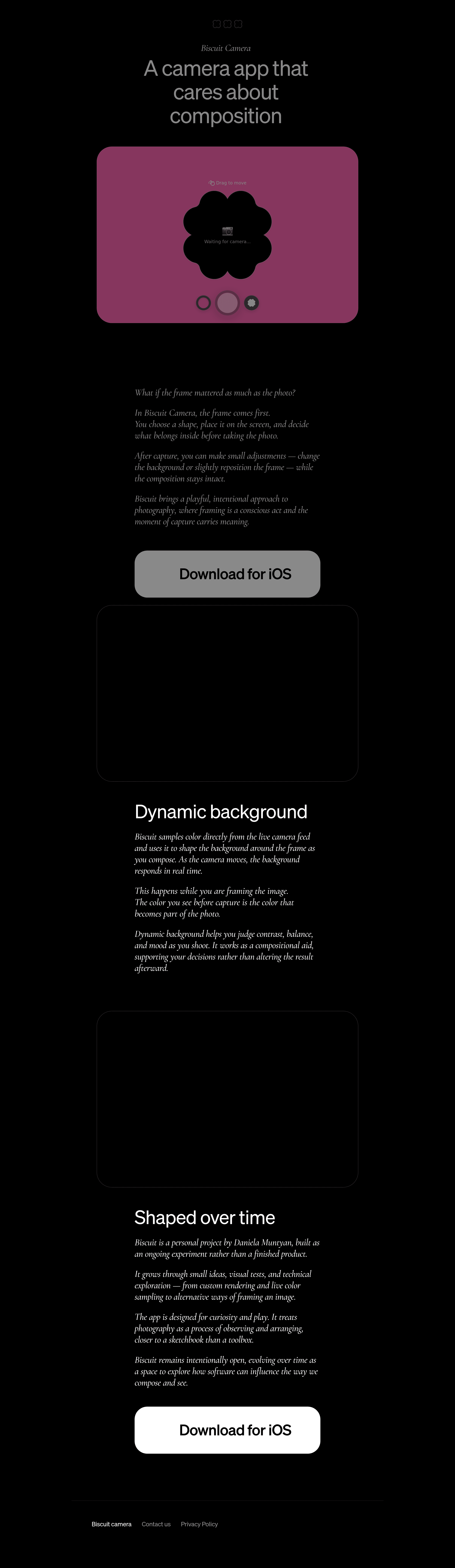 Biscuit Camera saas landing page screenshot