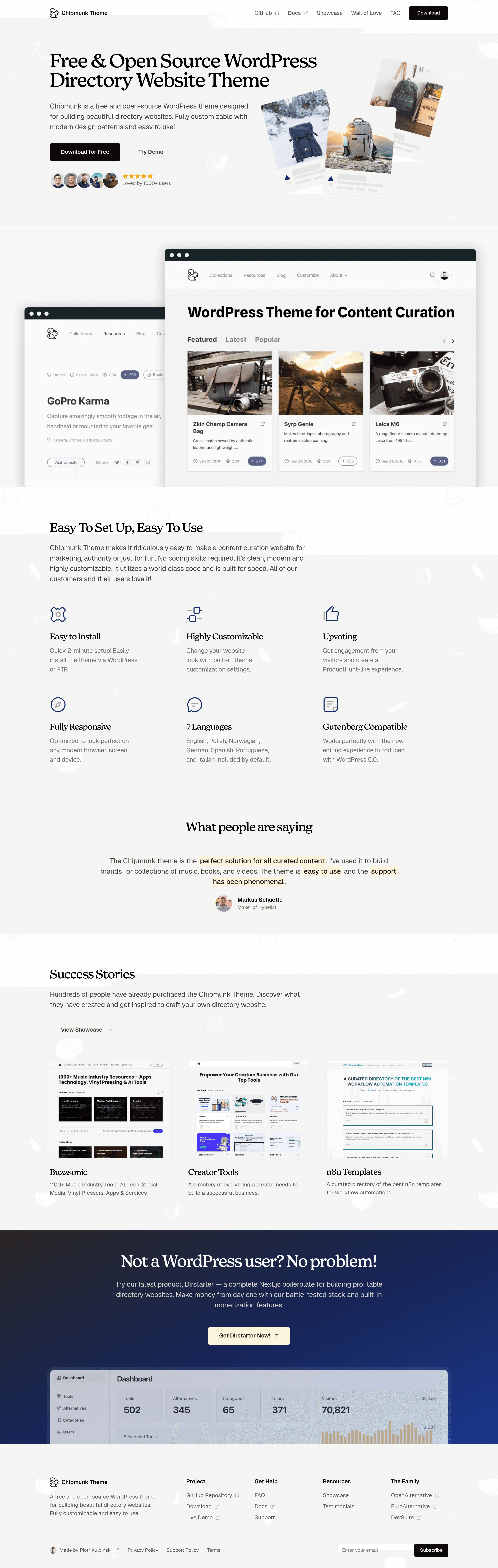 Chipmunktheme saas landing page screenshot