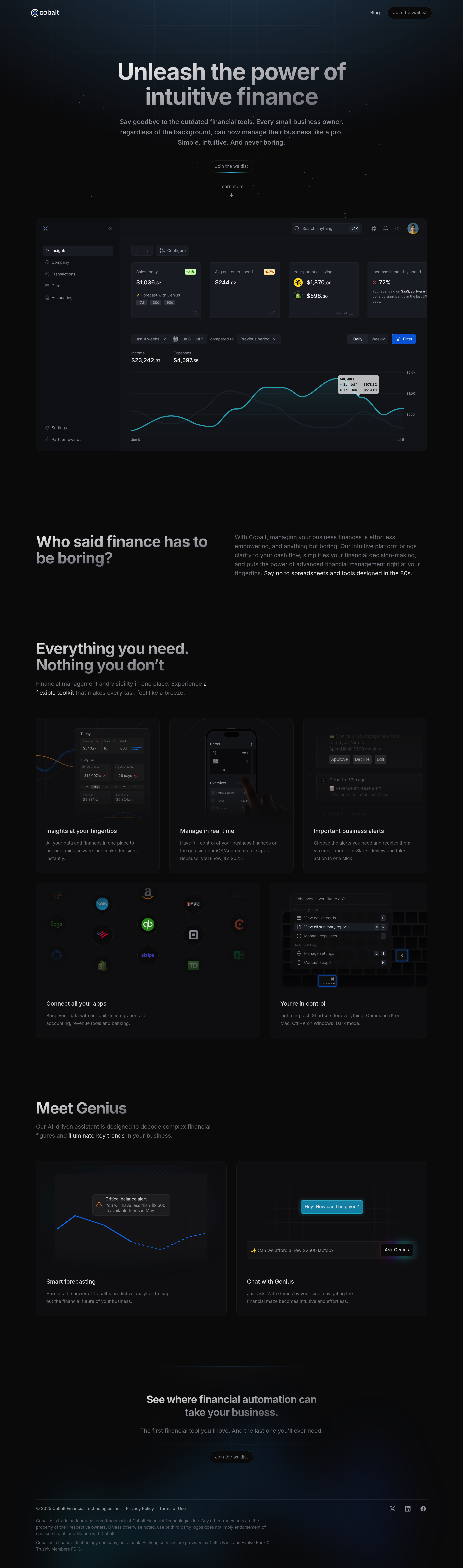 Cobolt saas landing page screenshot