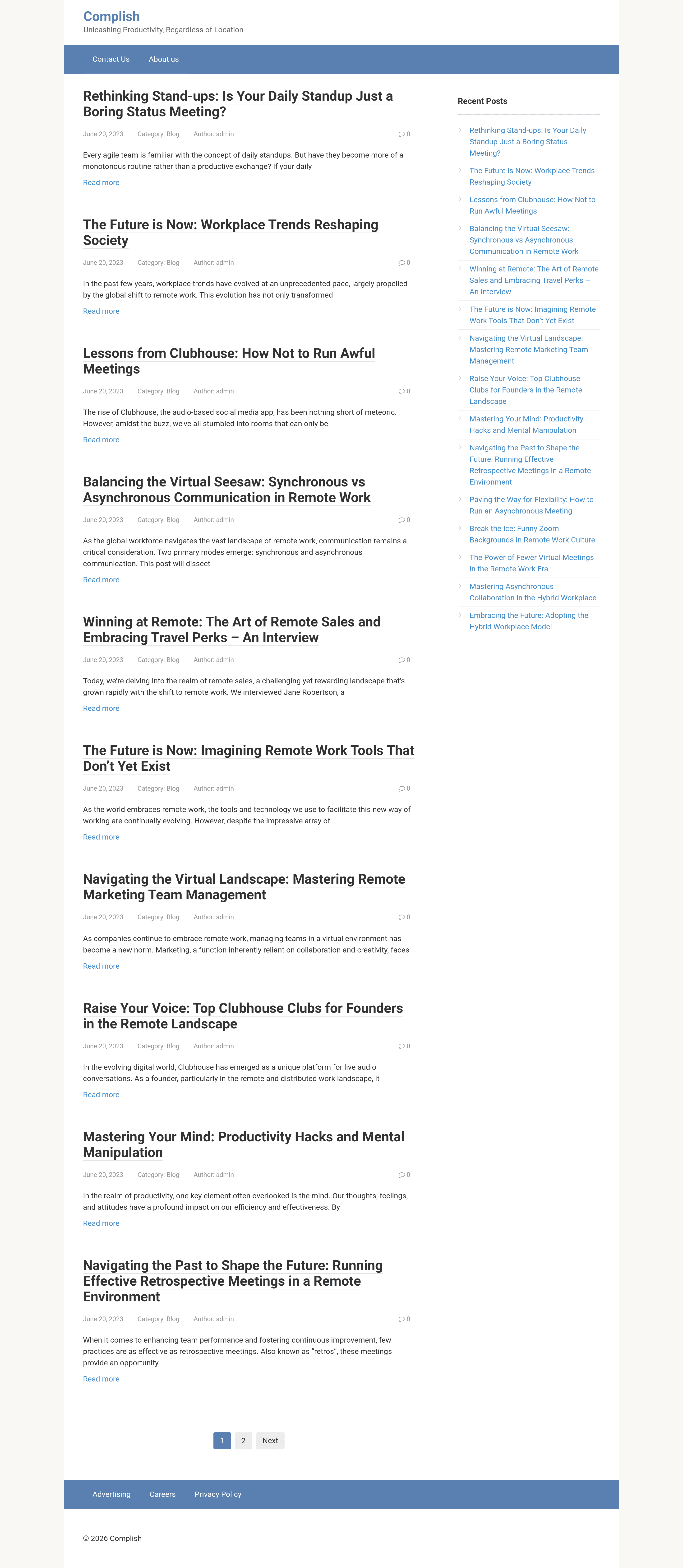 Complish saas landing page screenshot