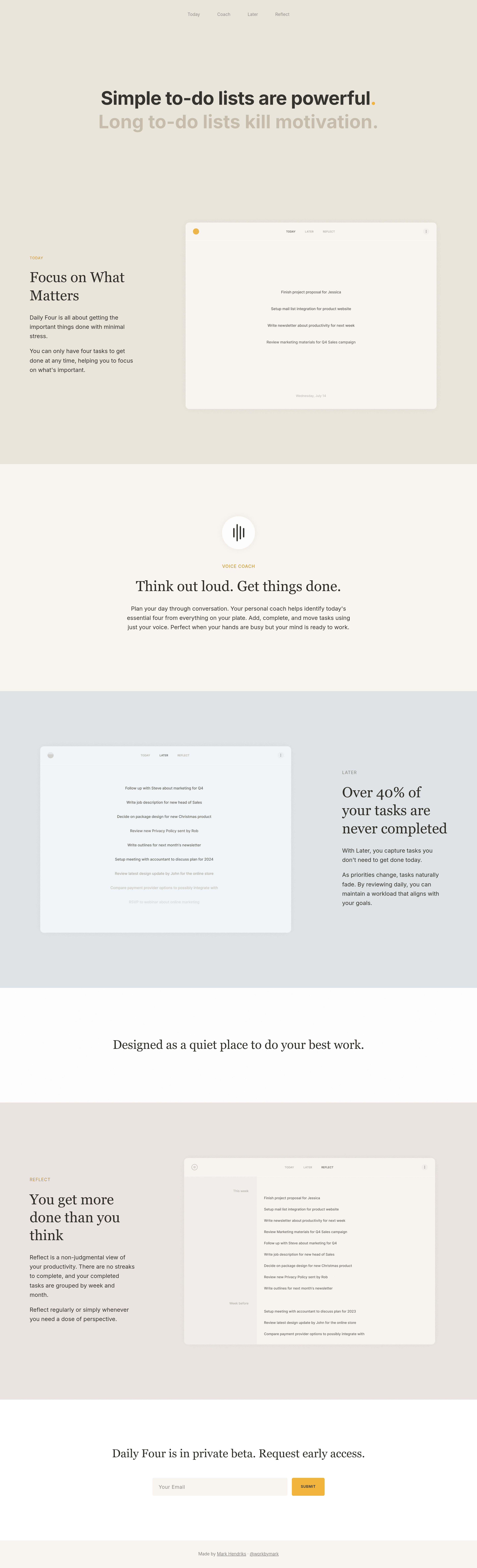 Daily Four saas landing page screenshot
