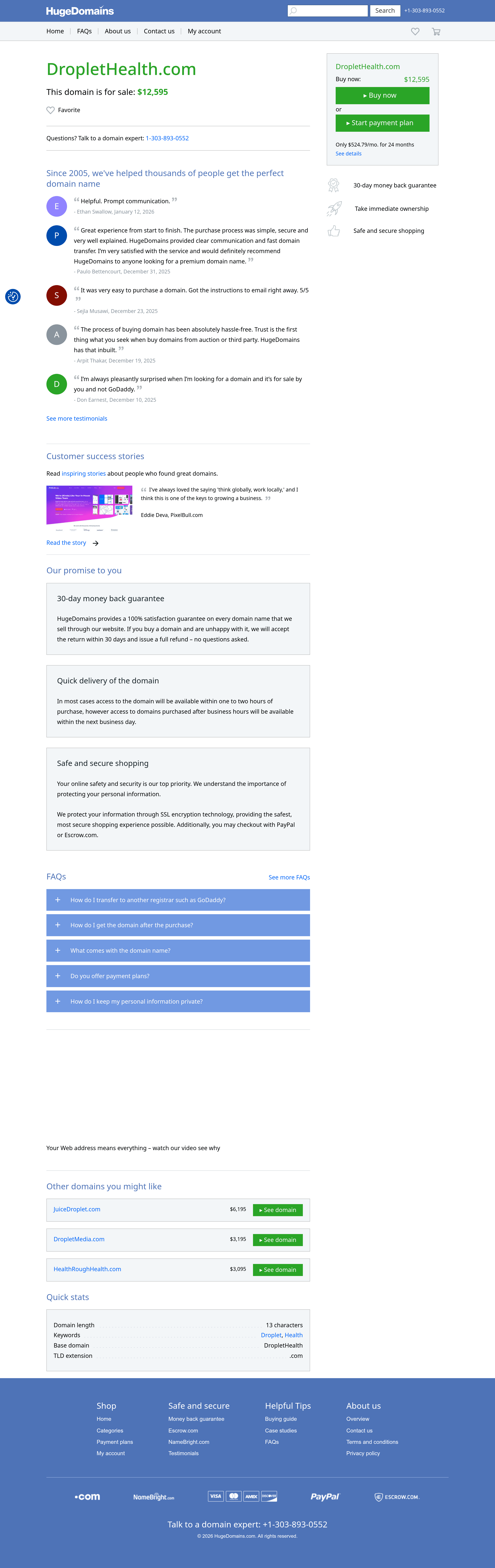 Droplethealth saas landing page screenshot