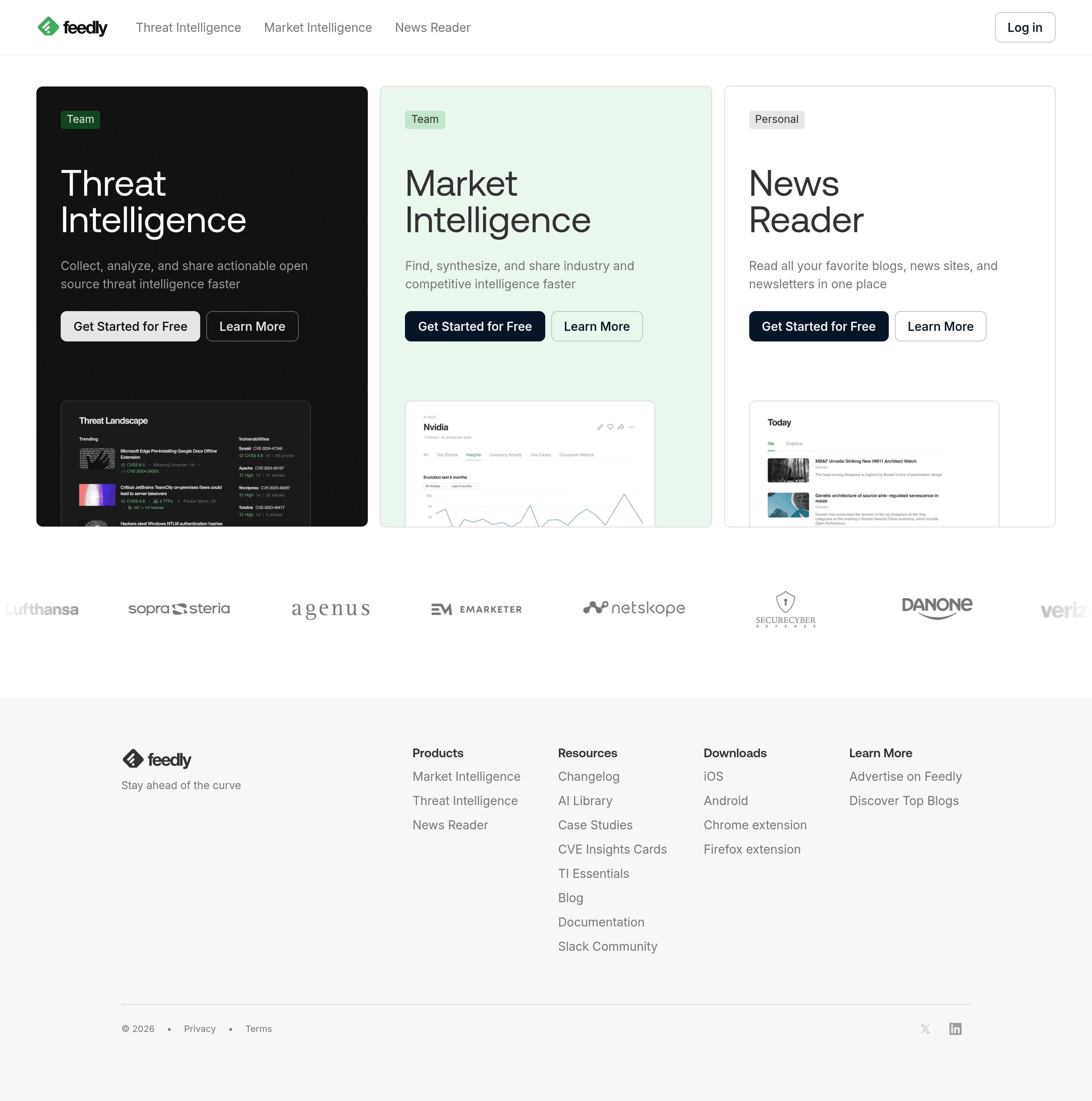 Feedly saas landing page screenshot