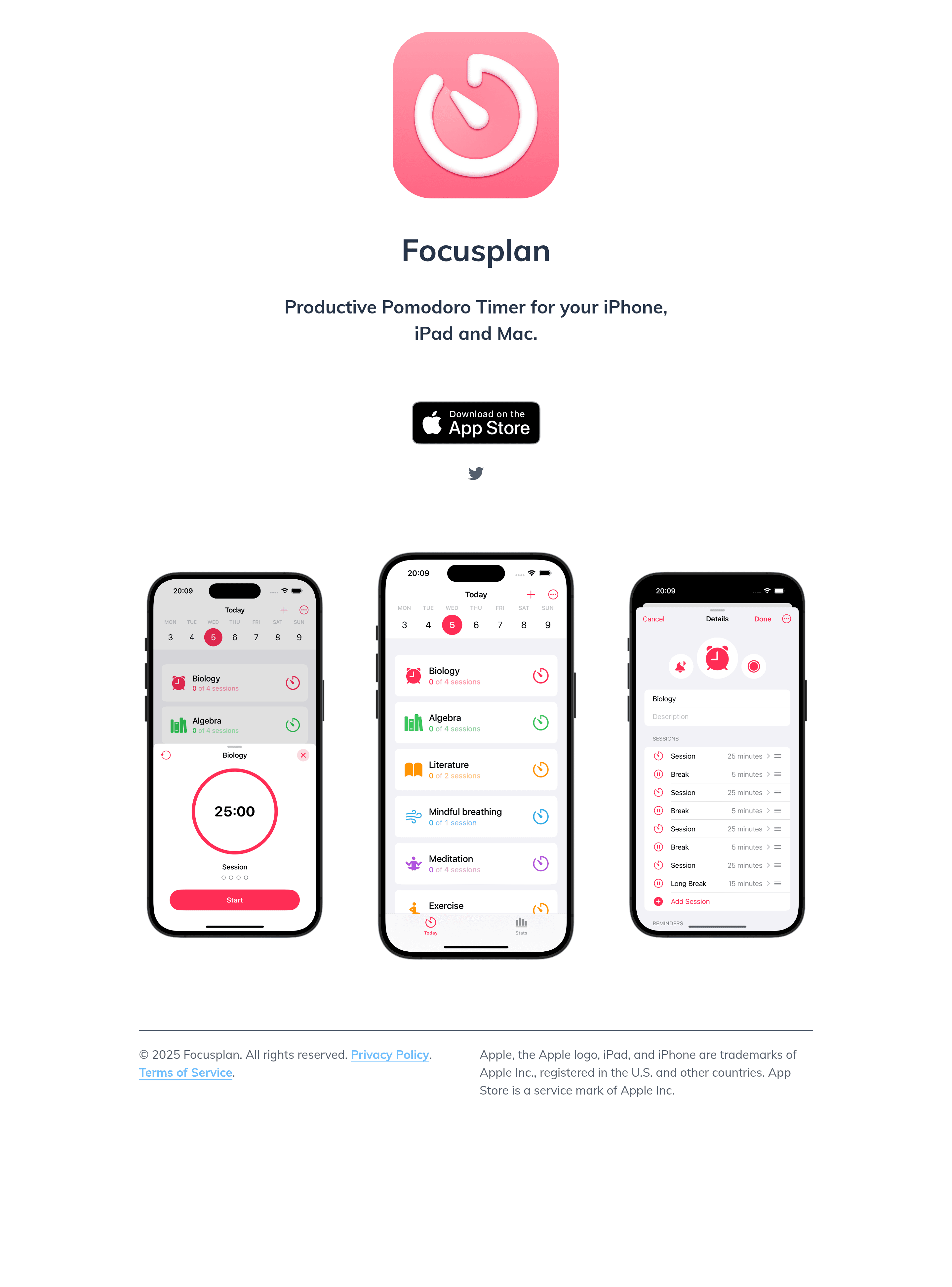 Focusplan saas landing page screenshot
