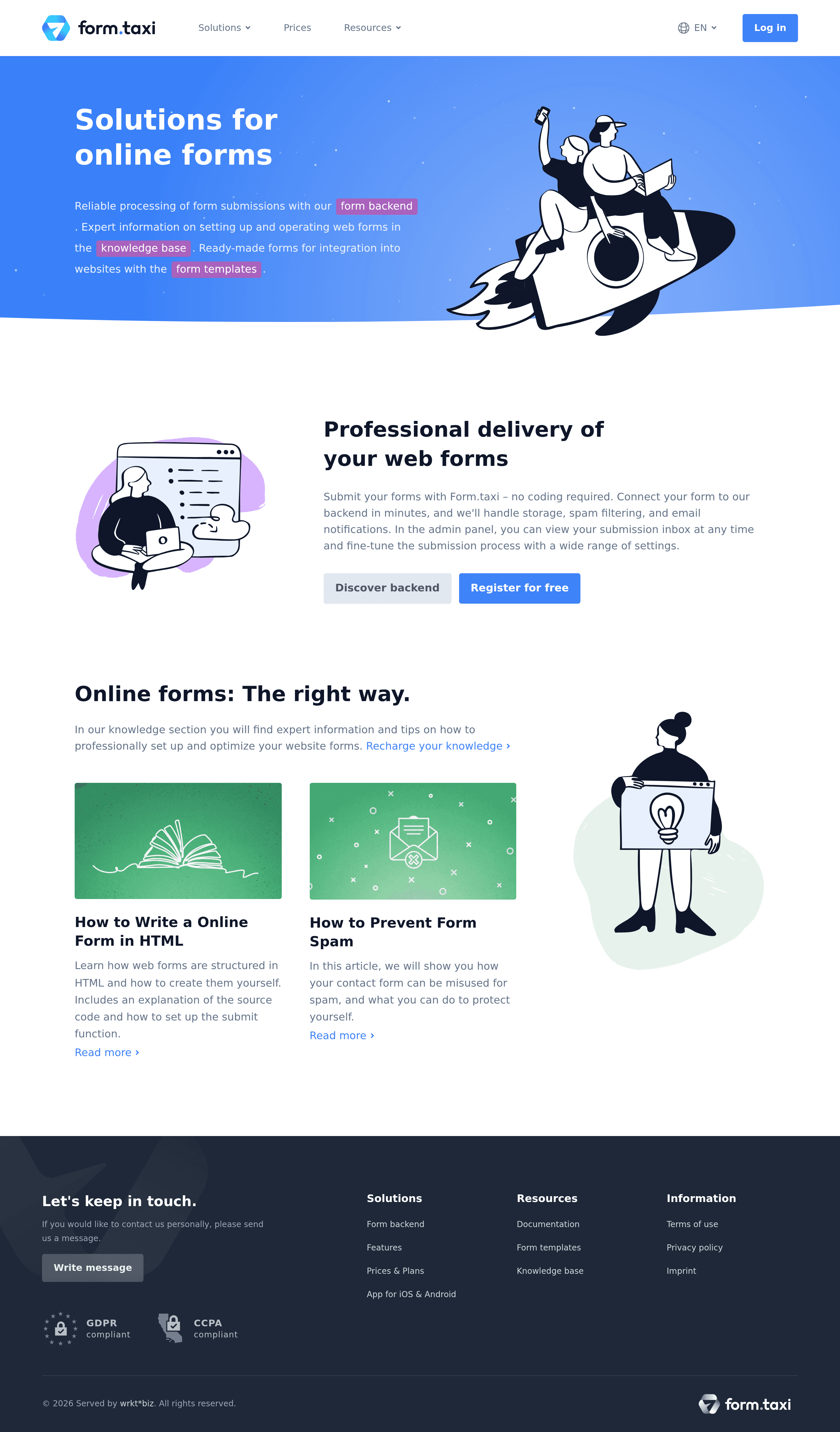 Form saas landing page screenshot