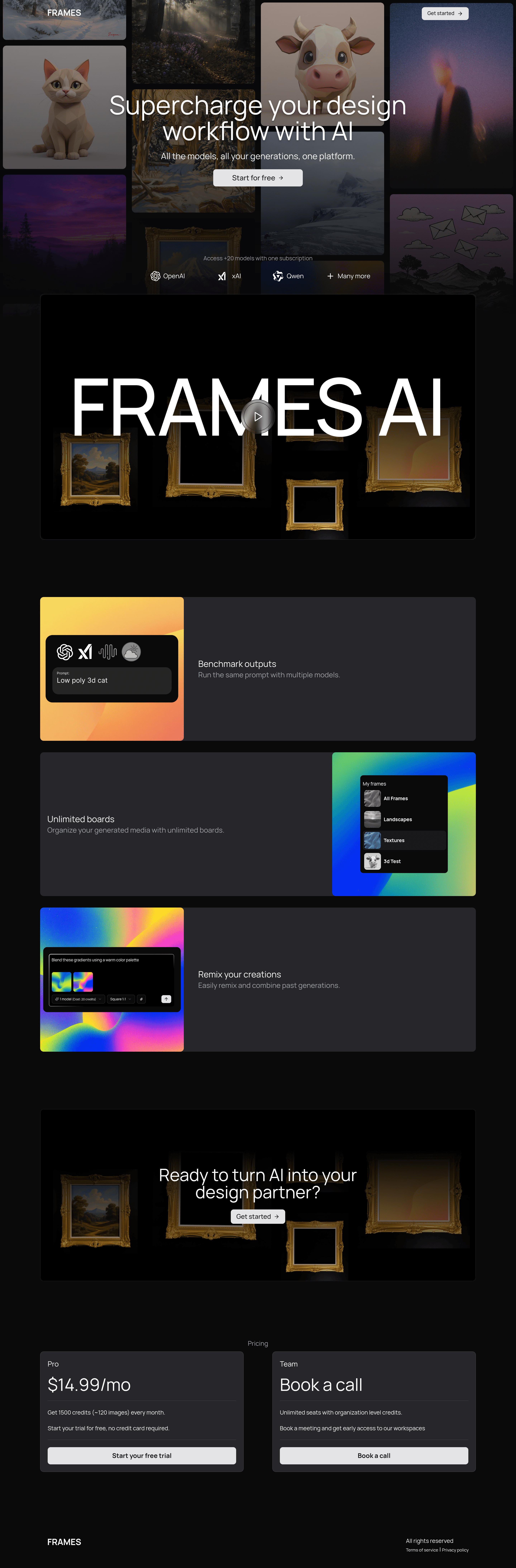 Frames saas landing page screenshot