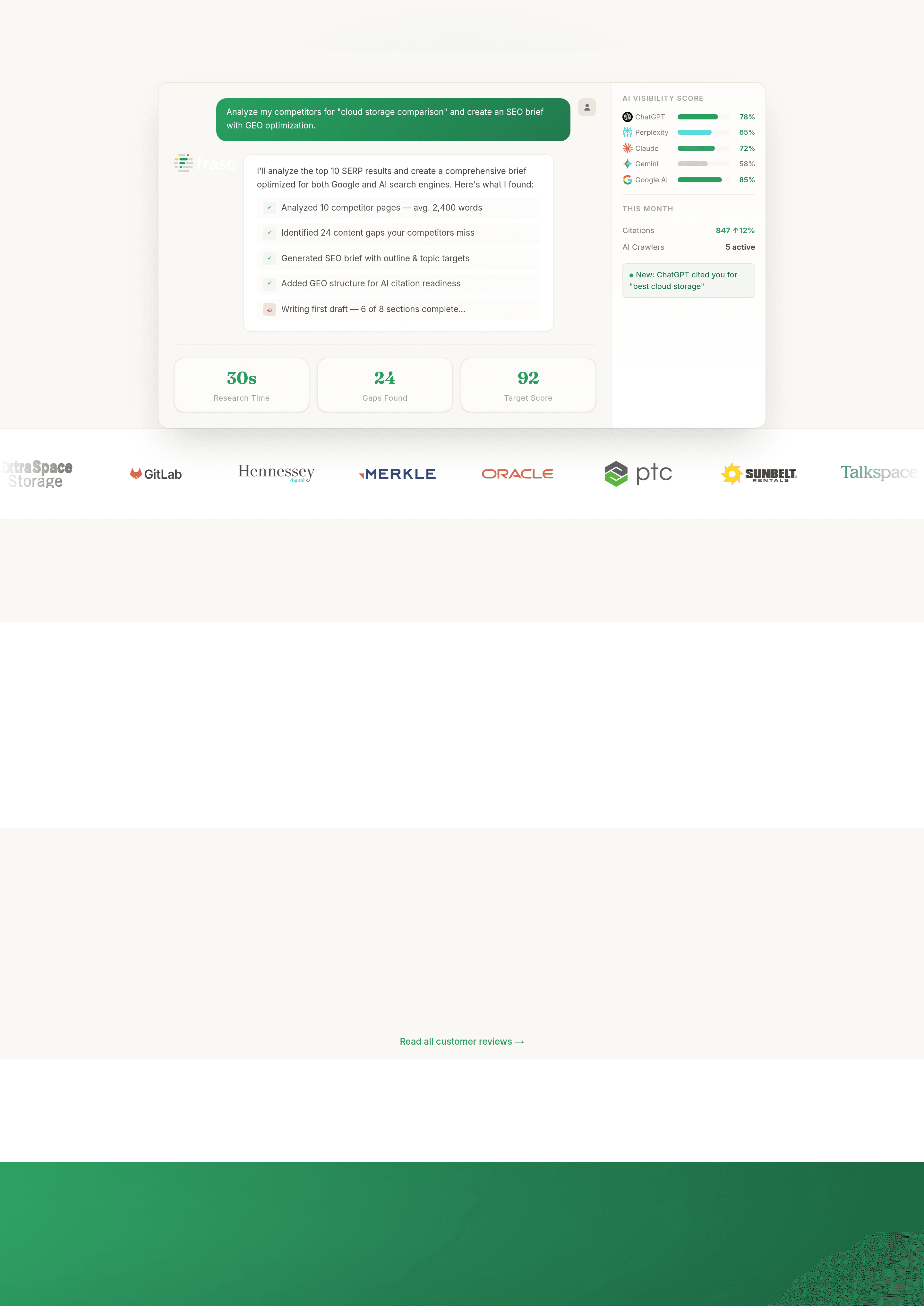 Frase saas landing page screenshot