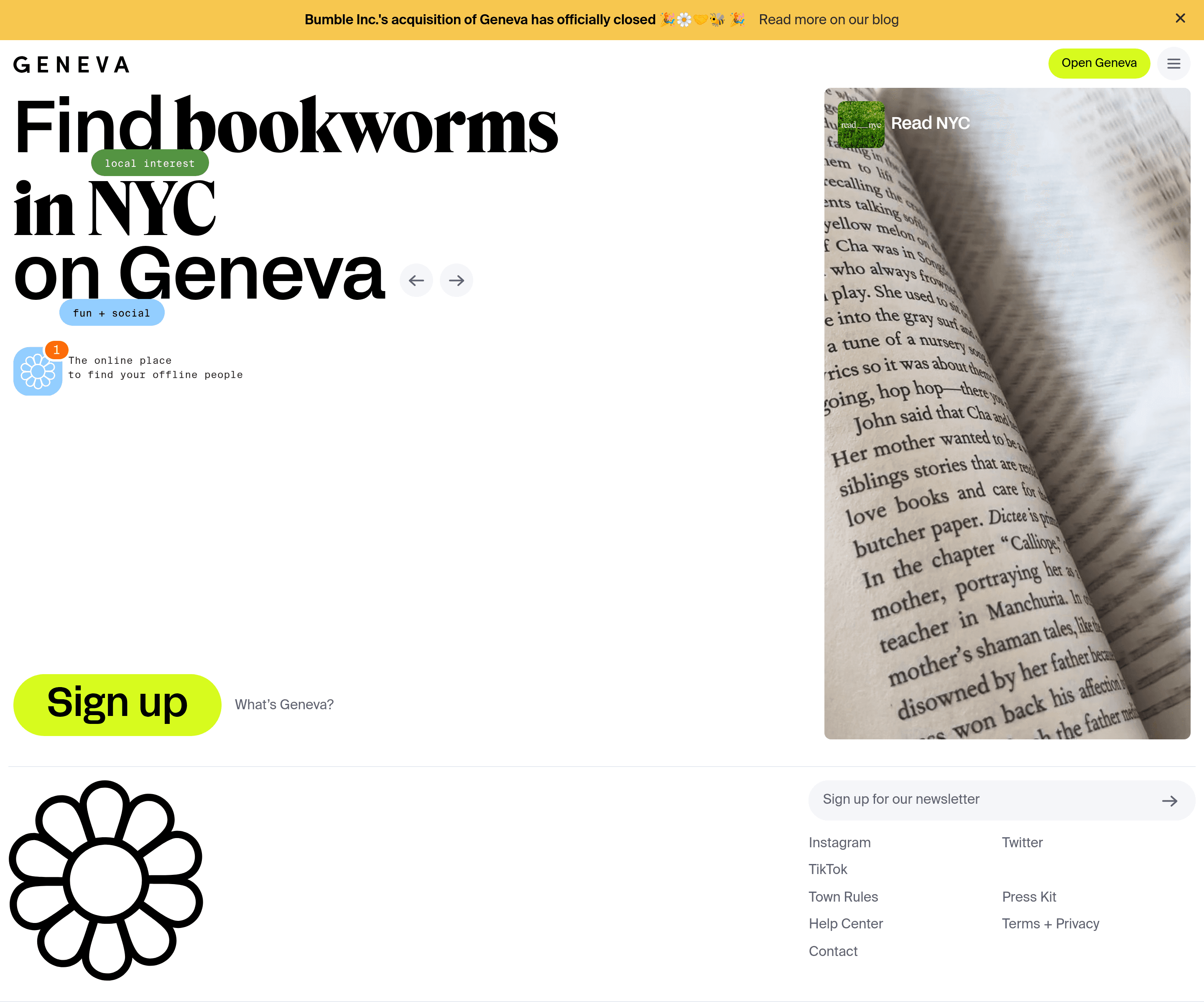 Geneva saas landing page screenshot