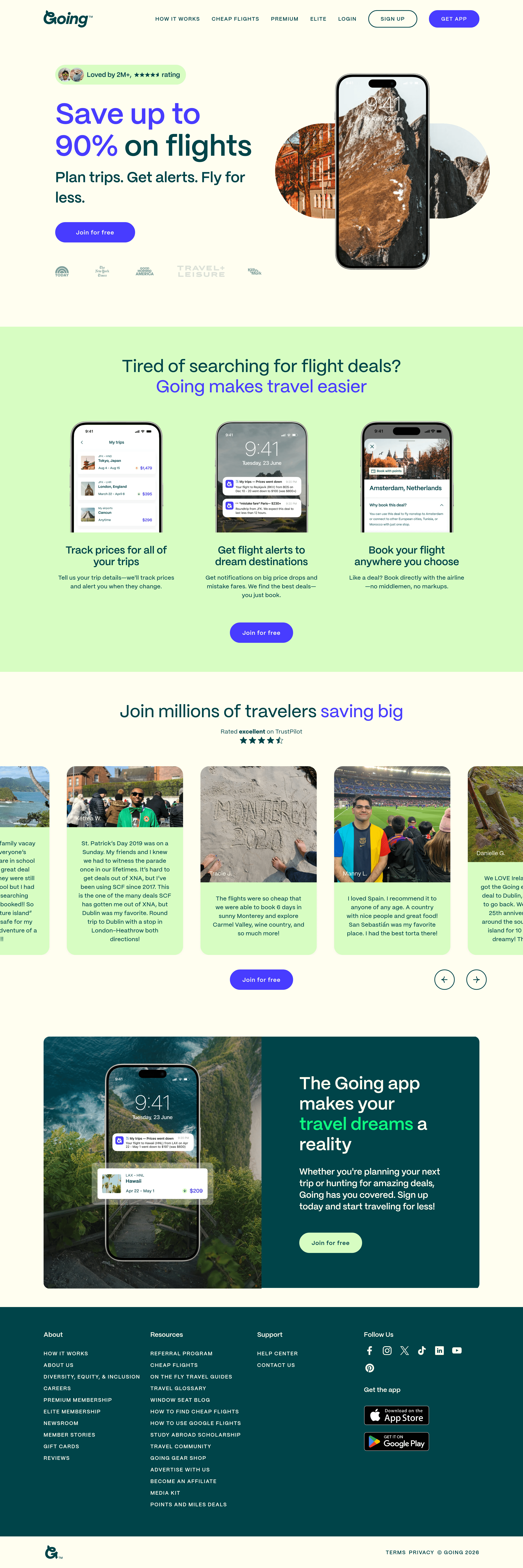 Going saas landing page screenshot