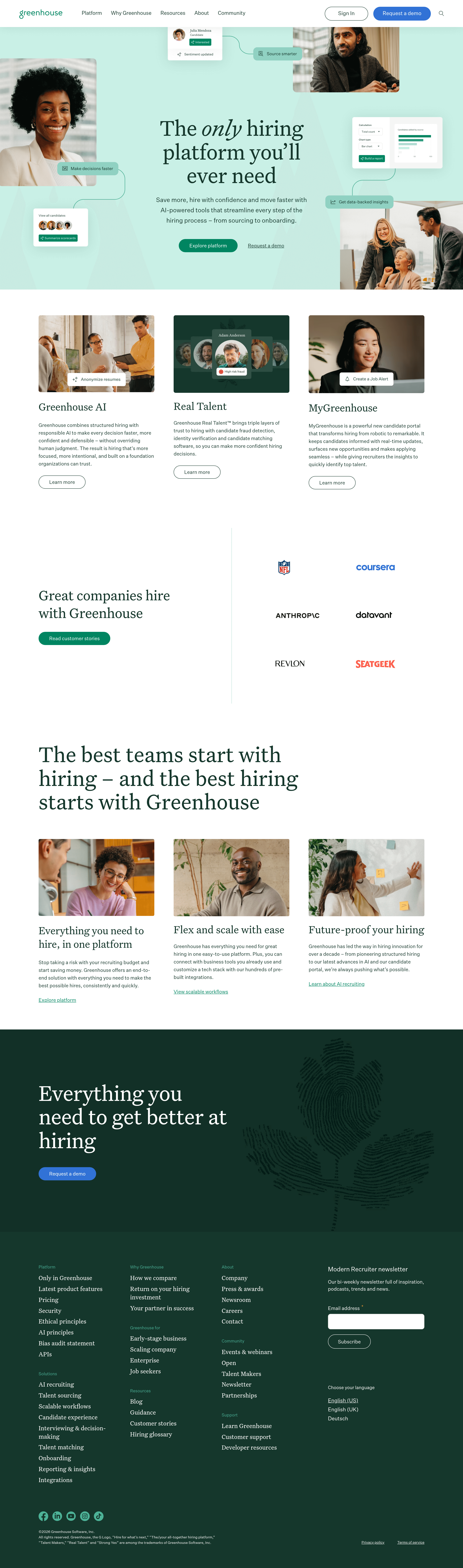 Greenhouse saas landing page screenshot