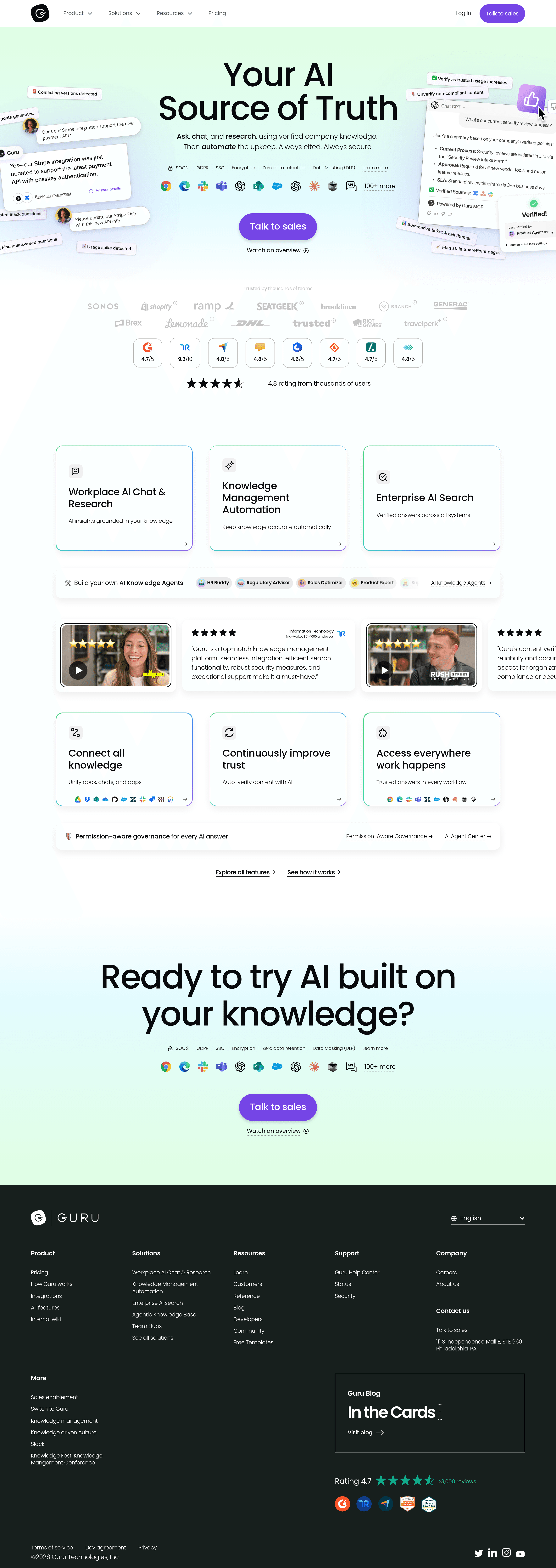 Guru saas landing page screenshot