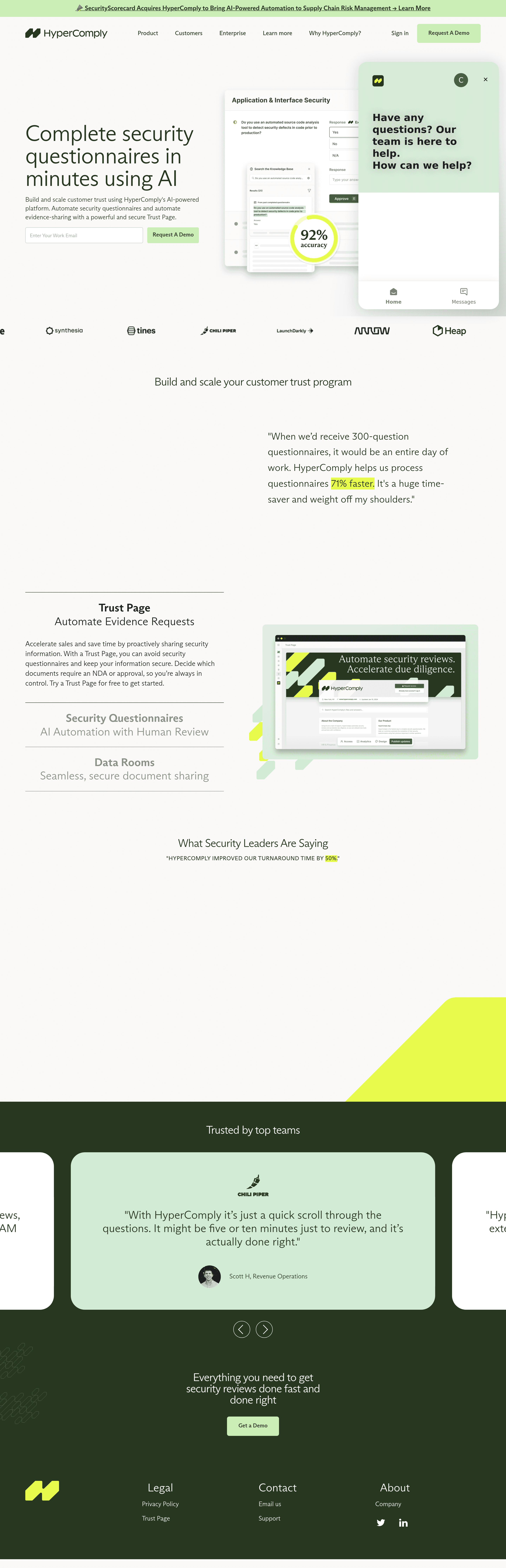 Hypercomply saas landing page screenshot