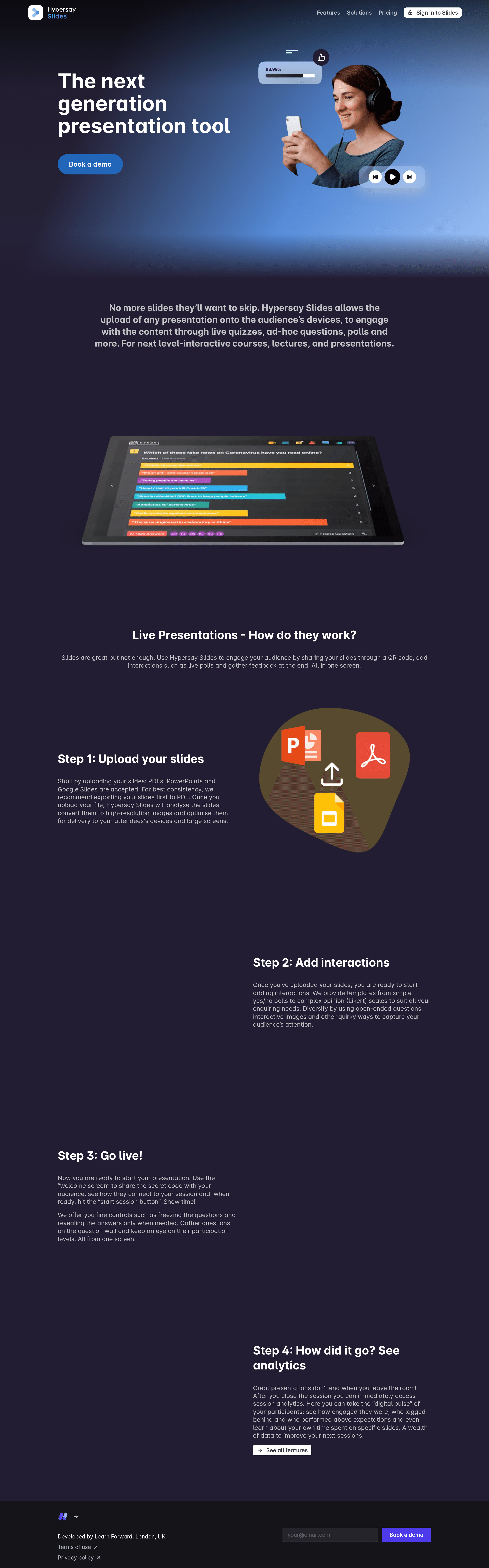 Hypersay saas landing page screenshot