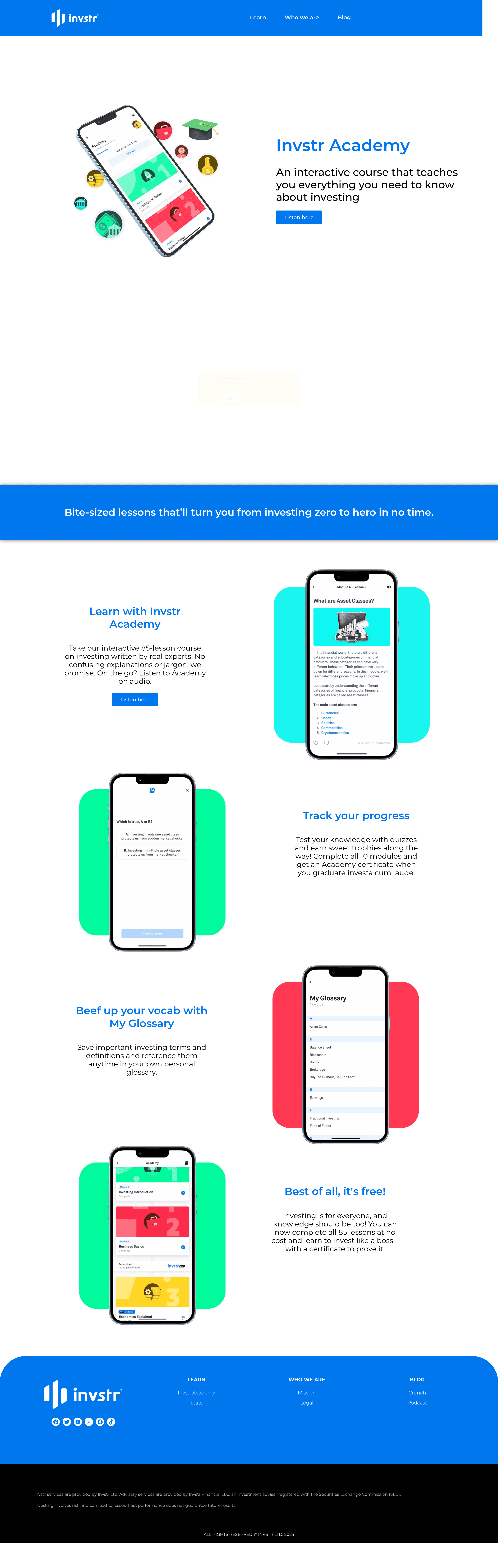 invstr saas landing page screenshot