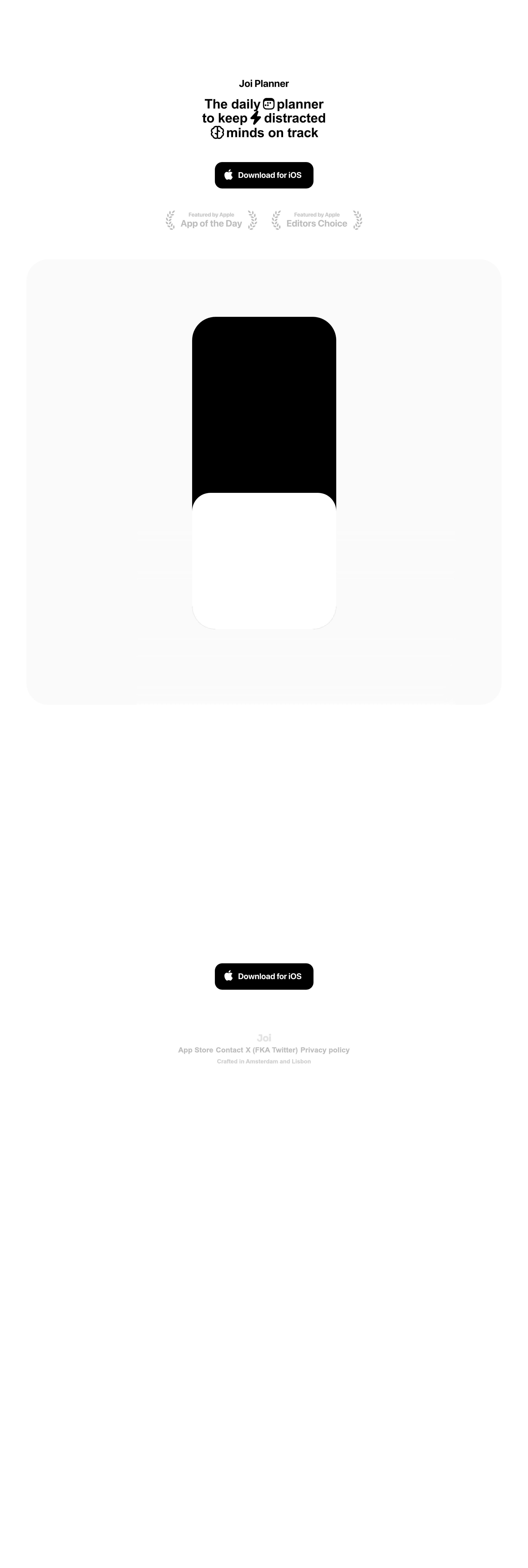 Joi Planner saas landing page screenshot