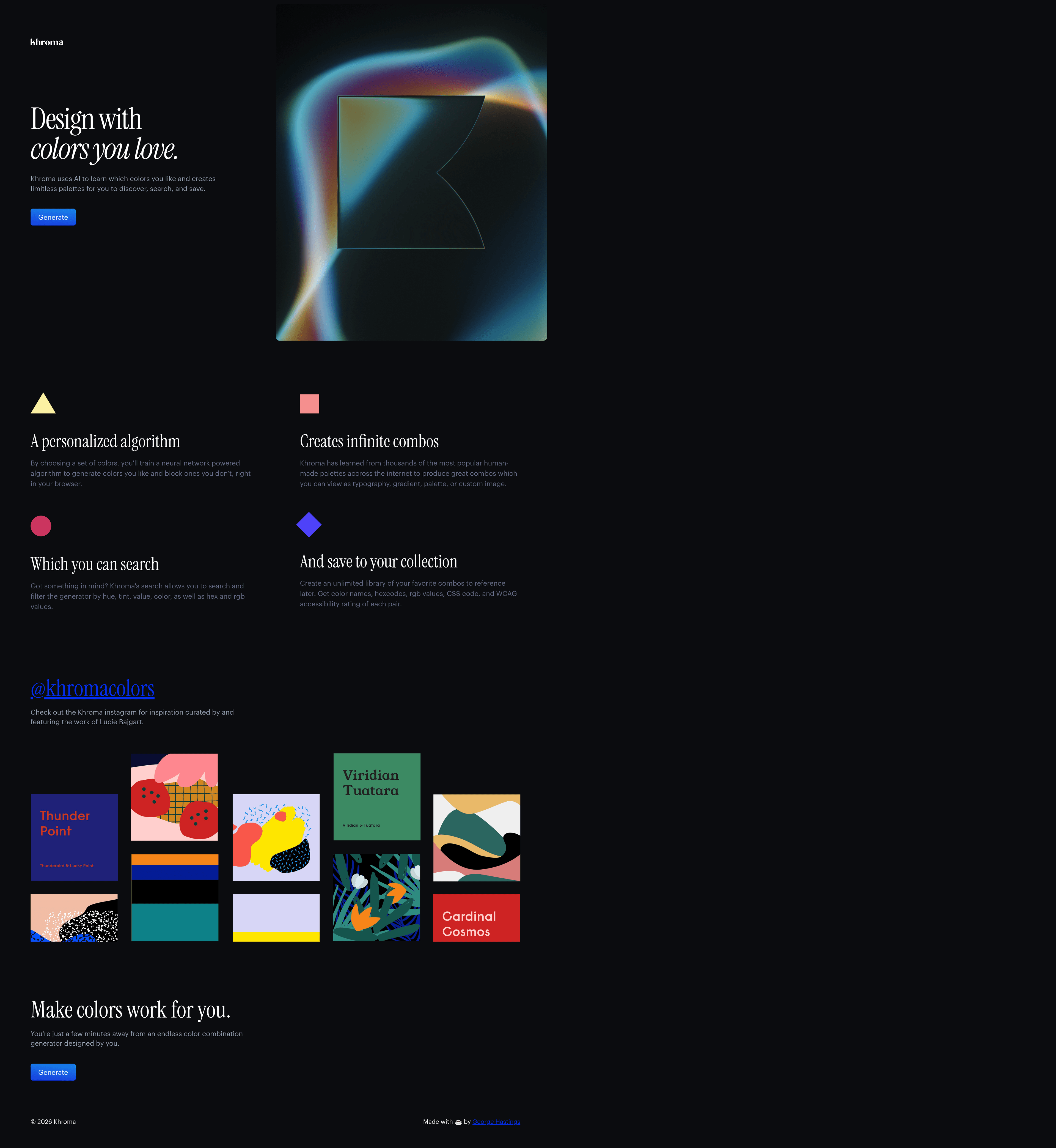 Khroma saas landing page screenshot