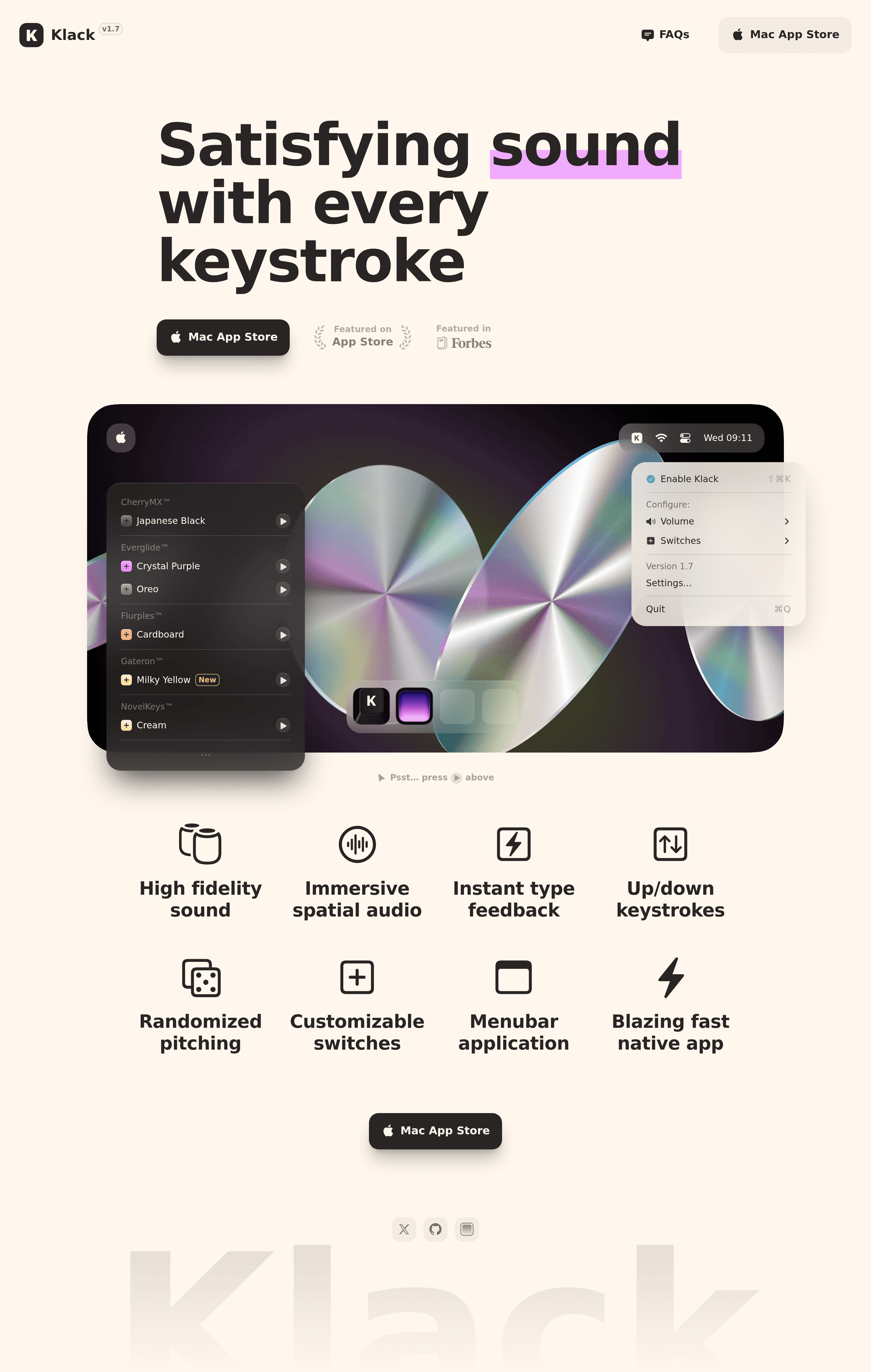 Klack saas landing page screenshot