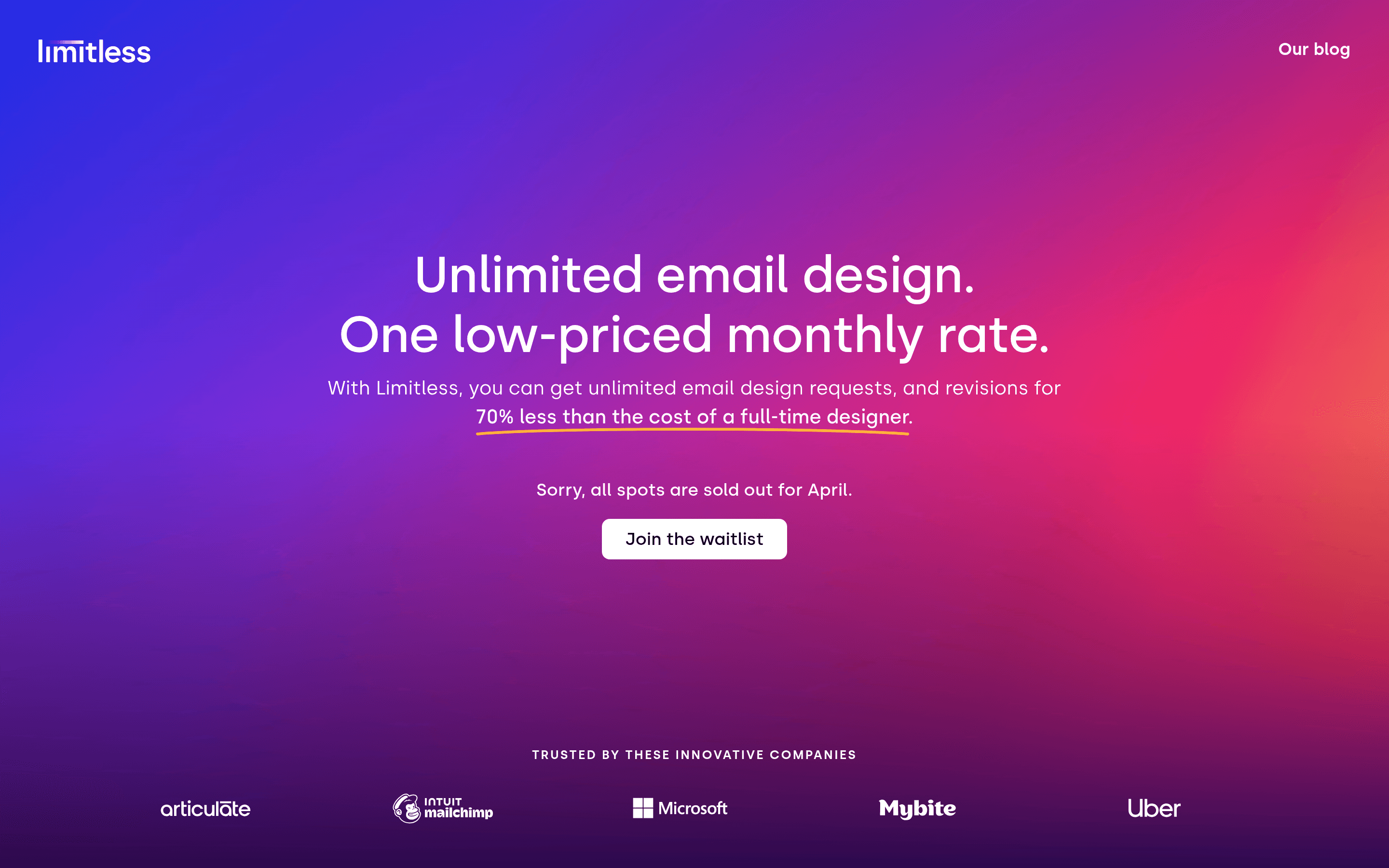 Limitless saas landing page screenshot