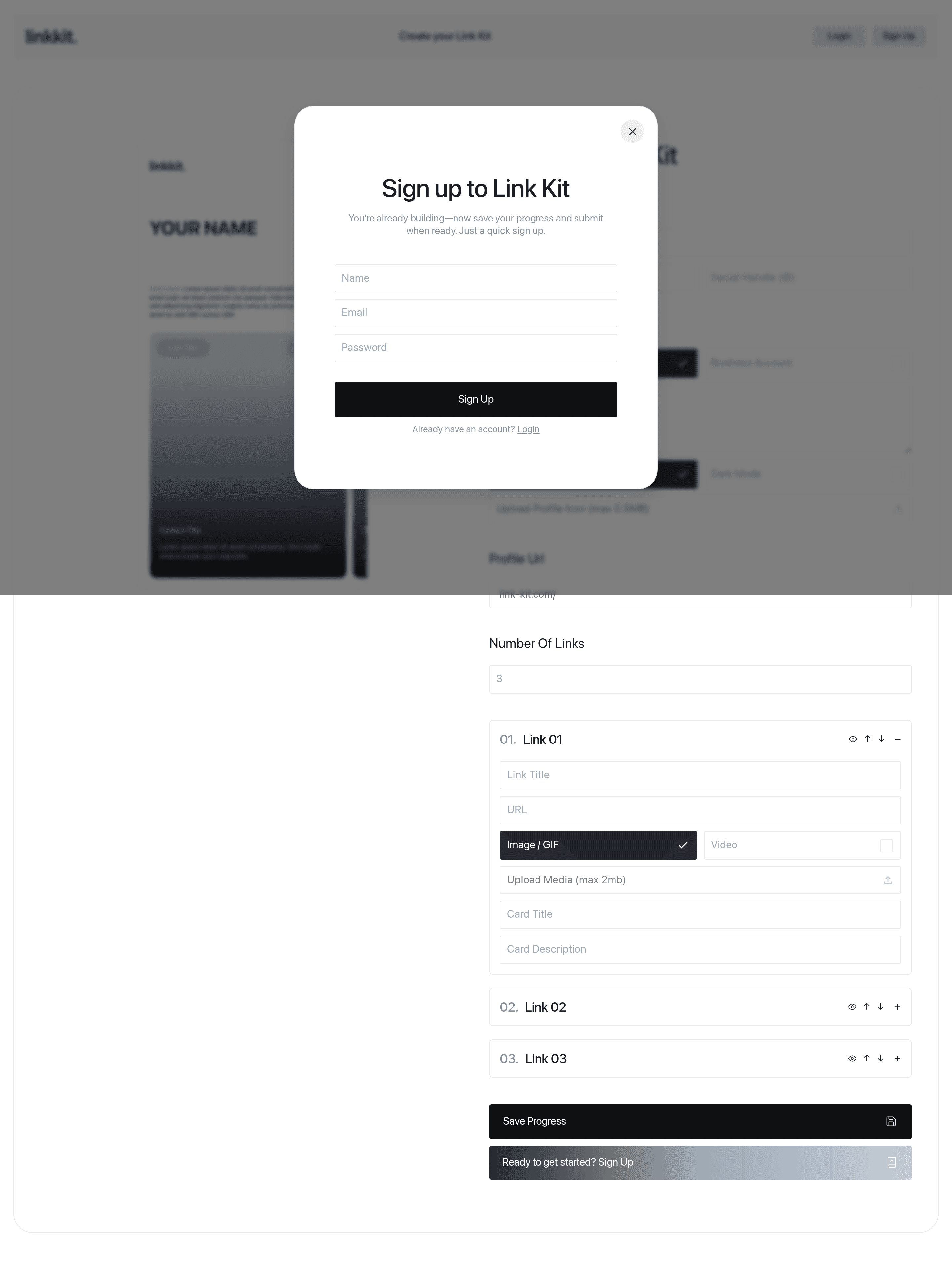 Link-Kit saas landing page screenshot