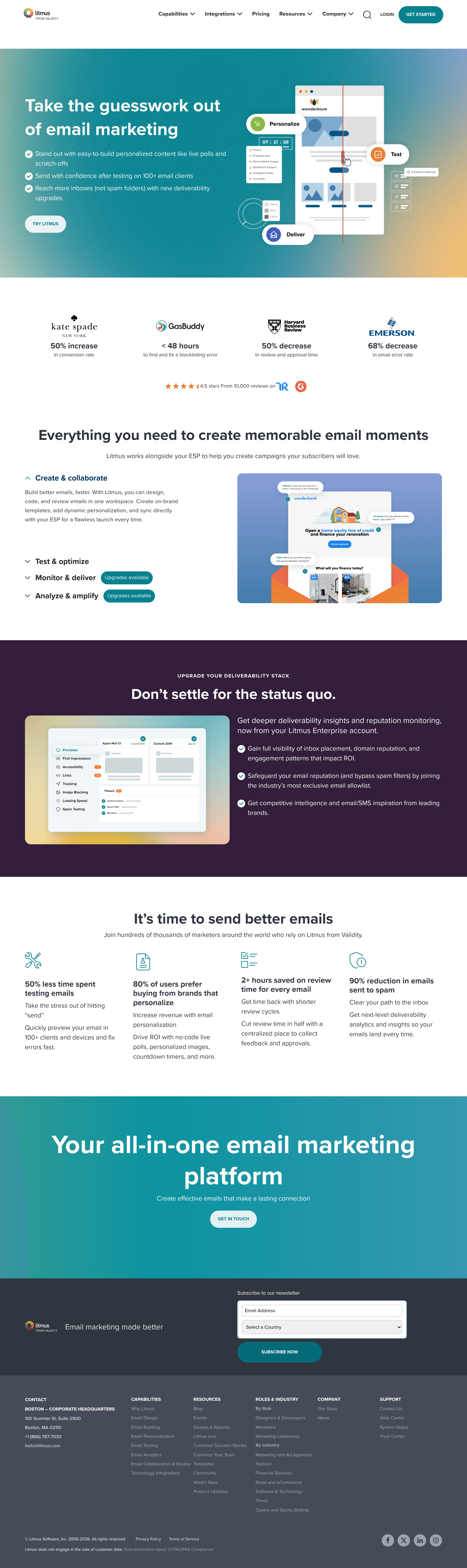 Litmus saas landing page screenshot