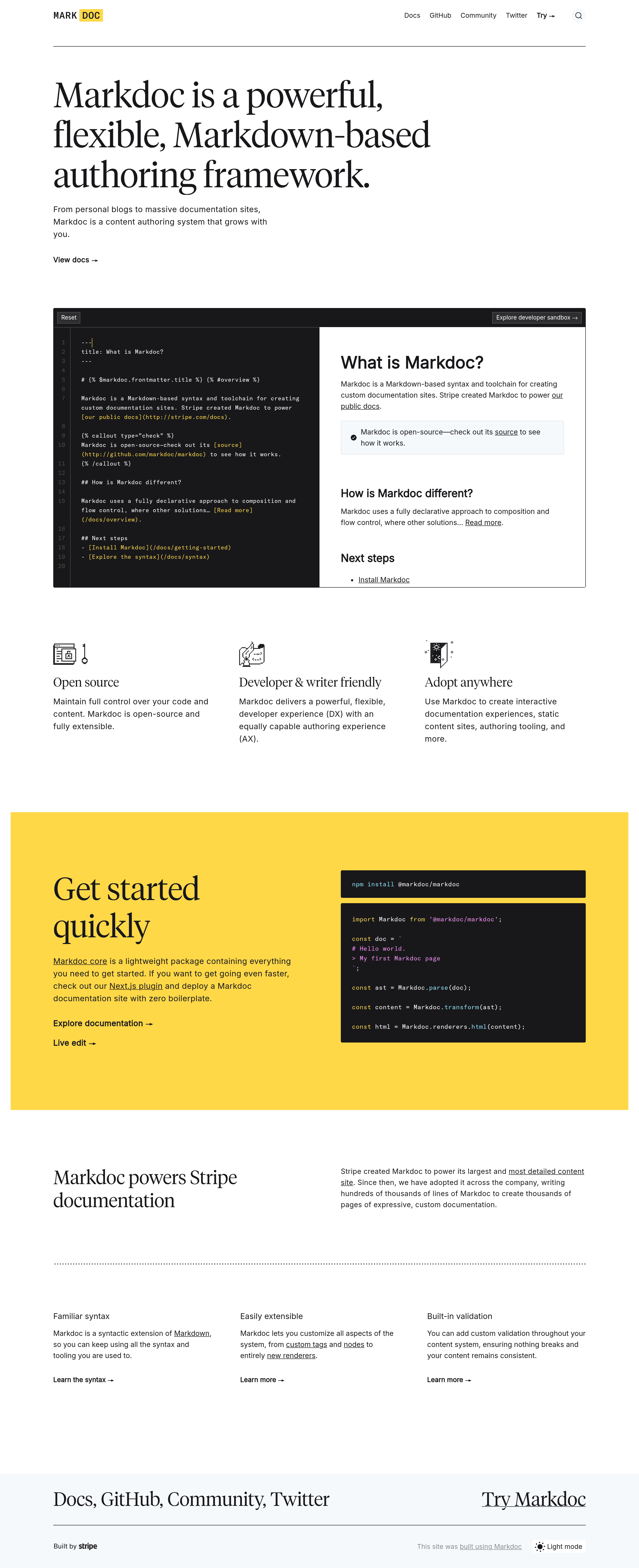 Markdoc saas landing page screenshot