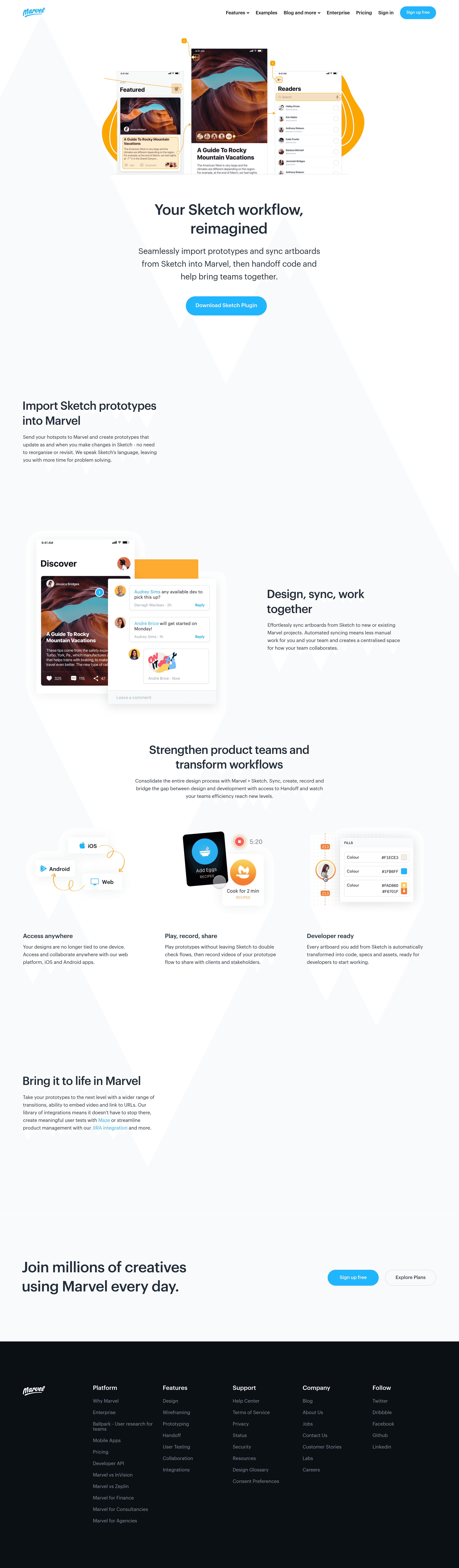 Marvelapp saas landing page screenshot