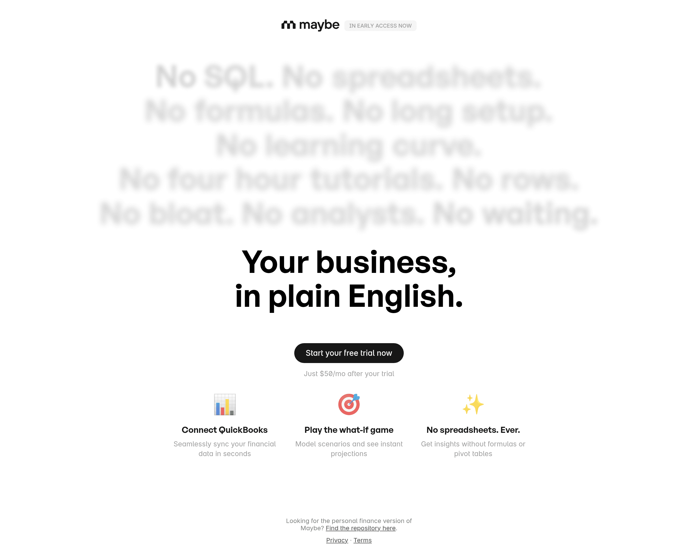 Maybe saas landing page screenshot