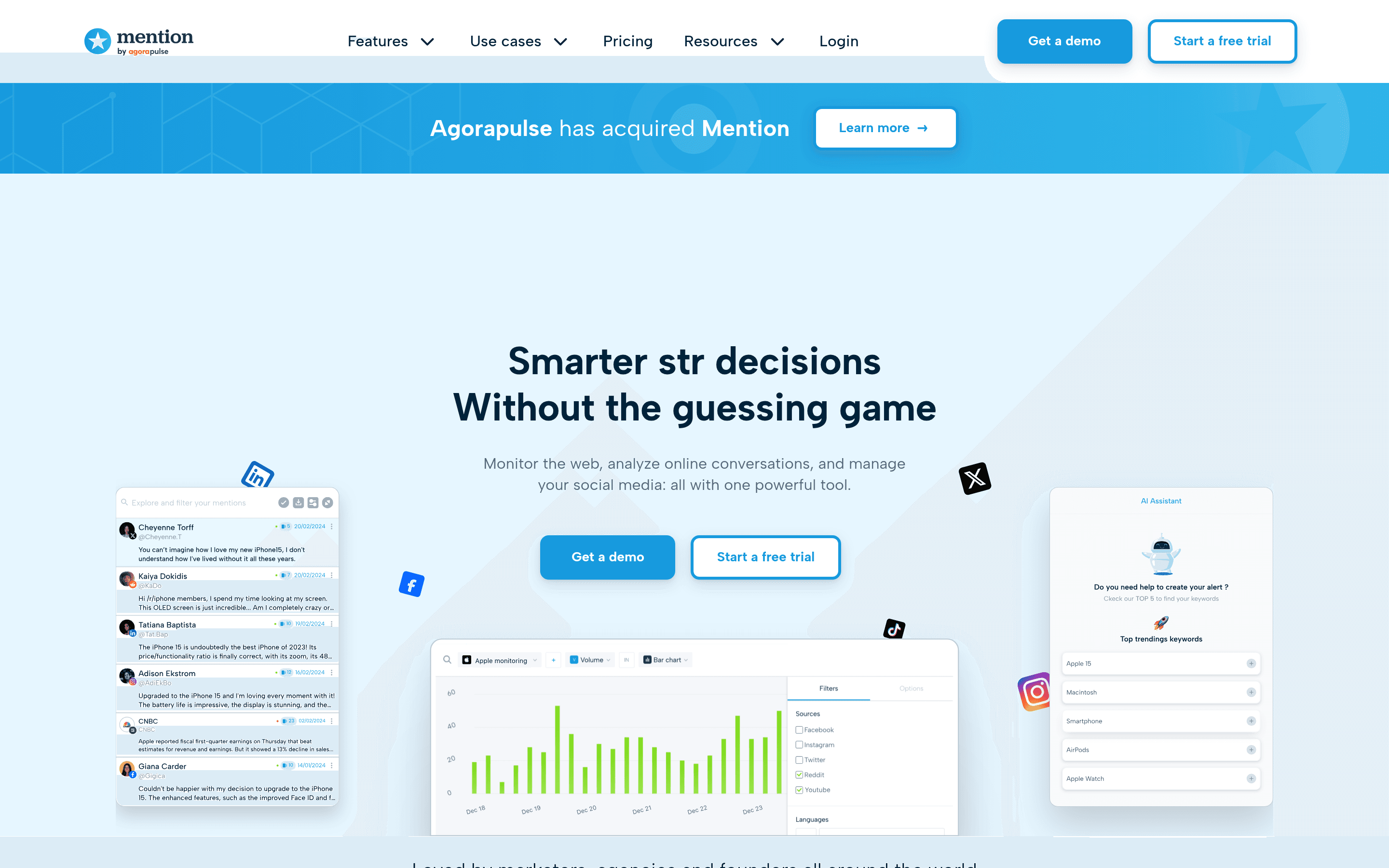 Mention saas landing page screenshot