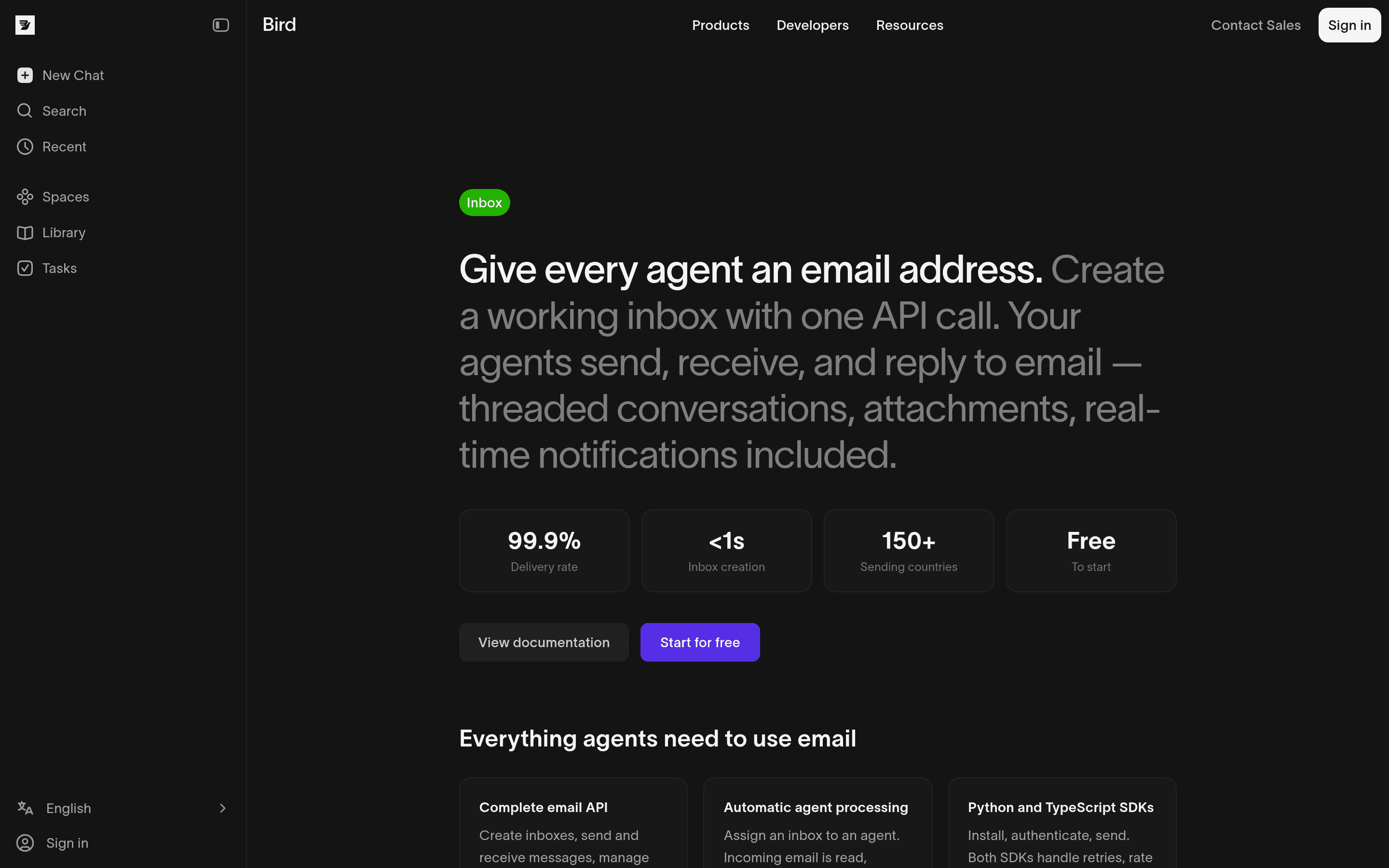 Messagebird saas landing page screenshot