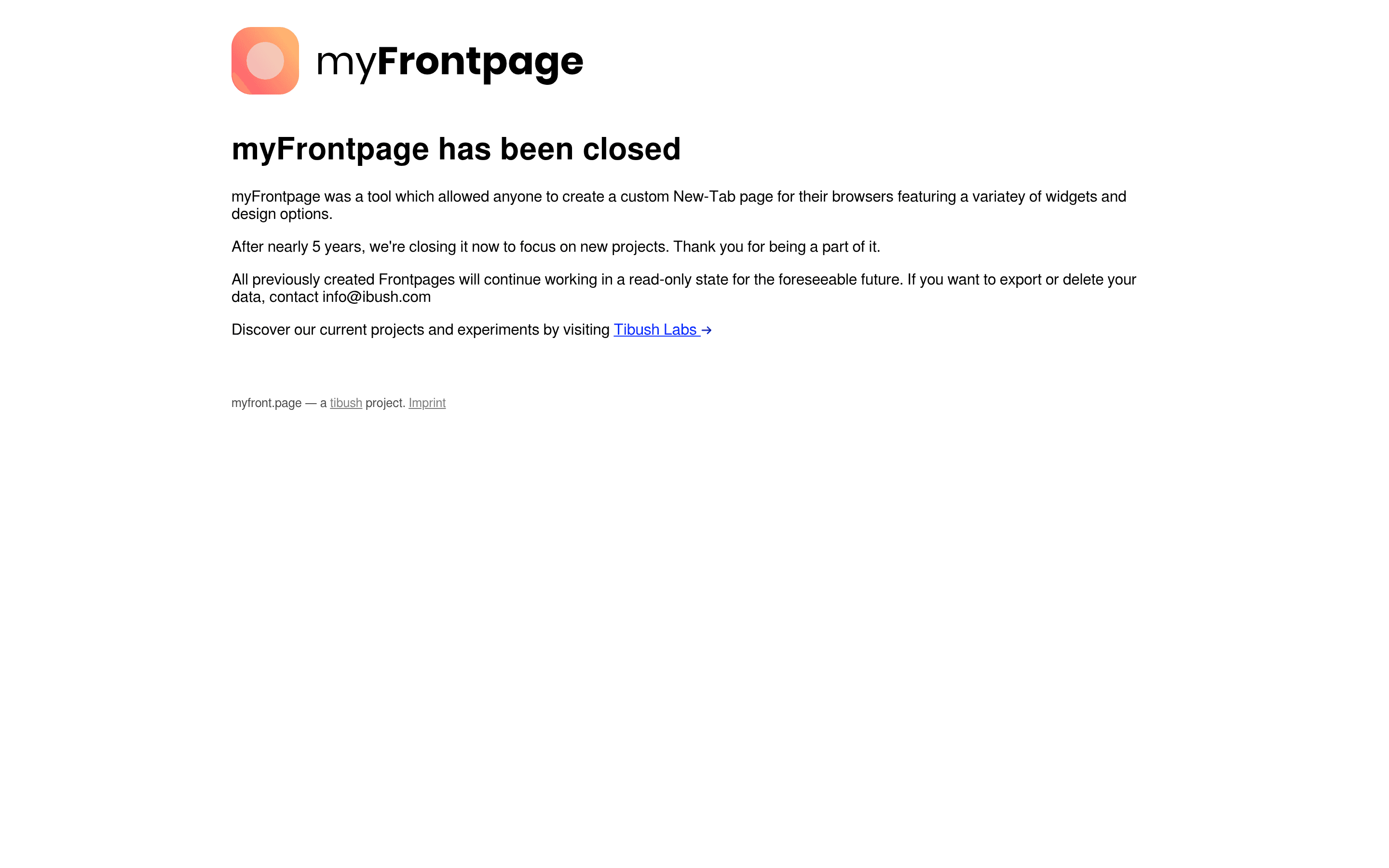 Myfront saas landing page screenshot