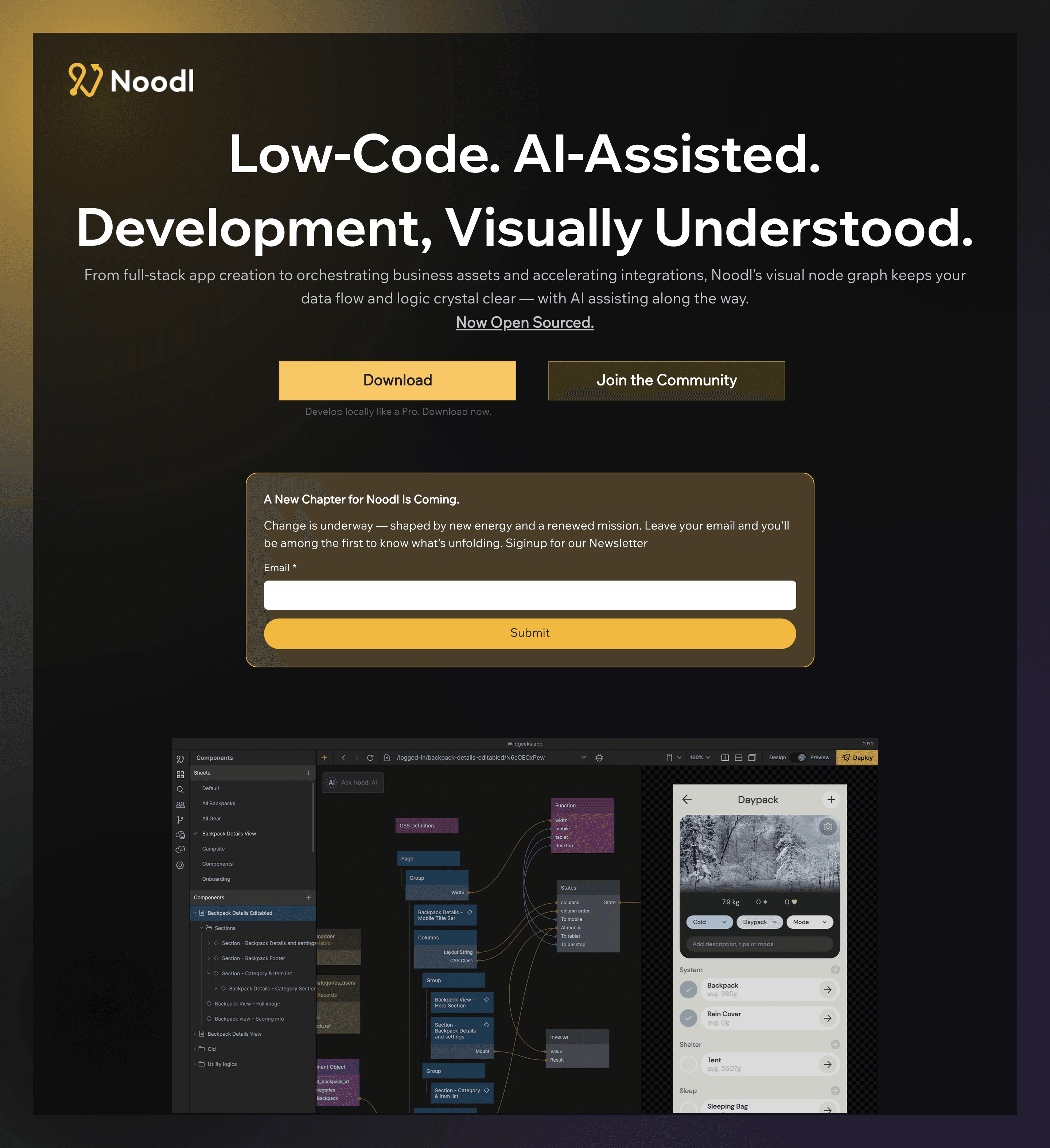 Noodl saas landing page screenshot