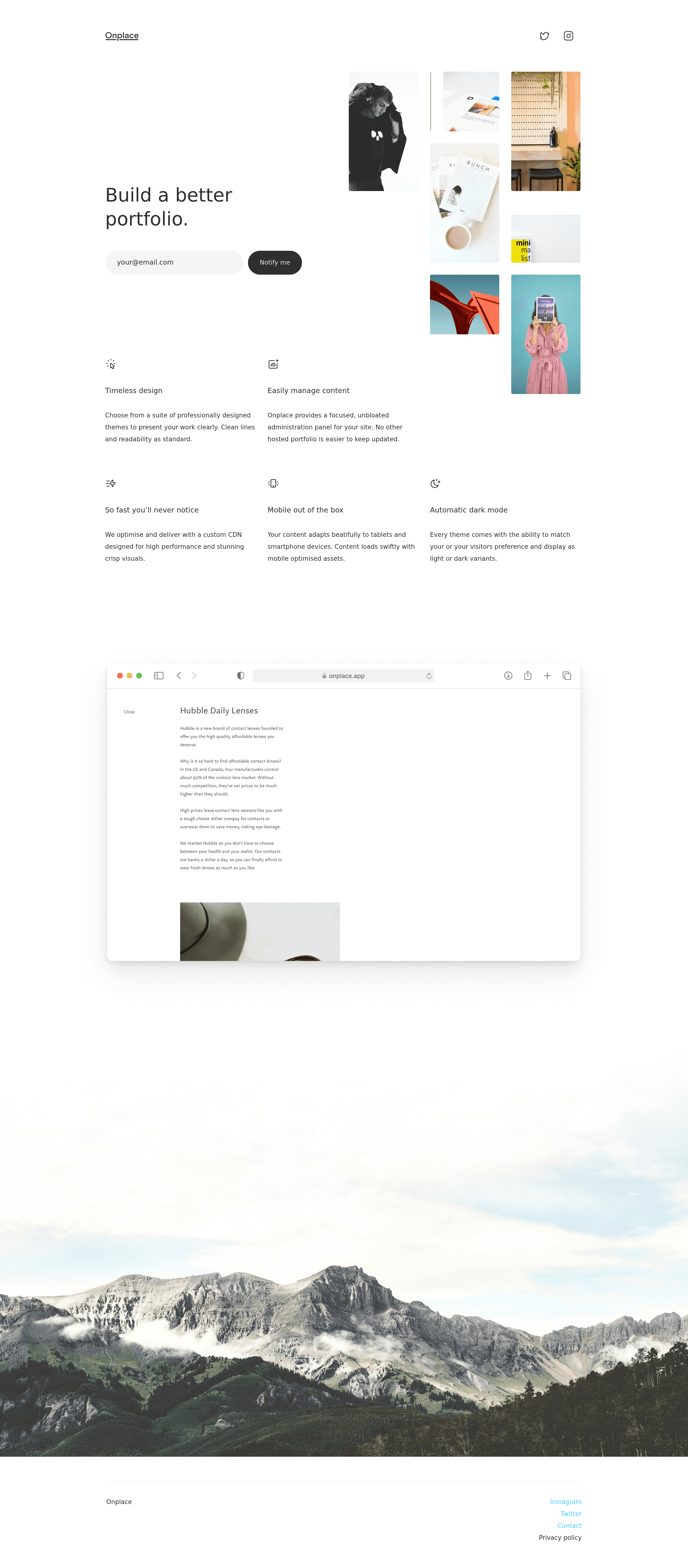 Onplace saas landing page screenshot