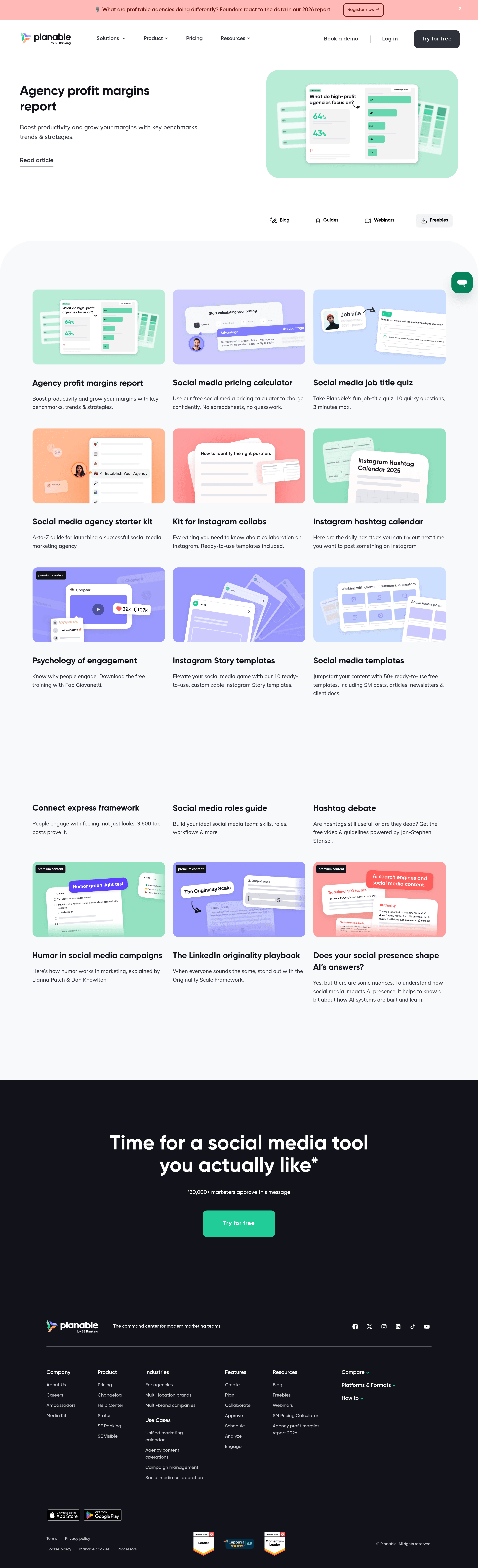 Planable saas landing page screenshot