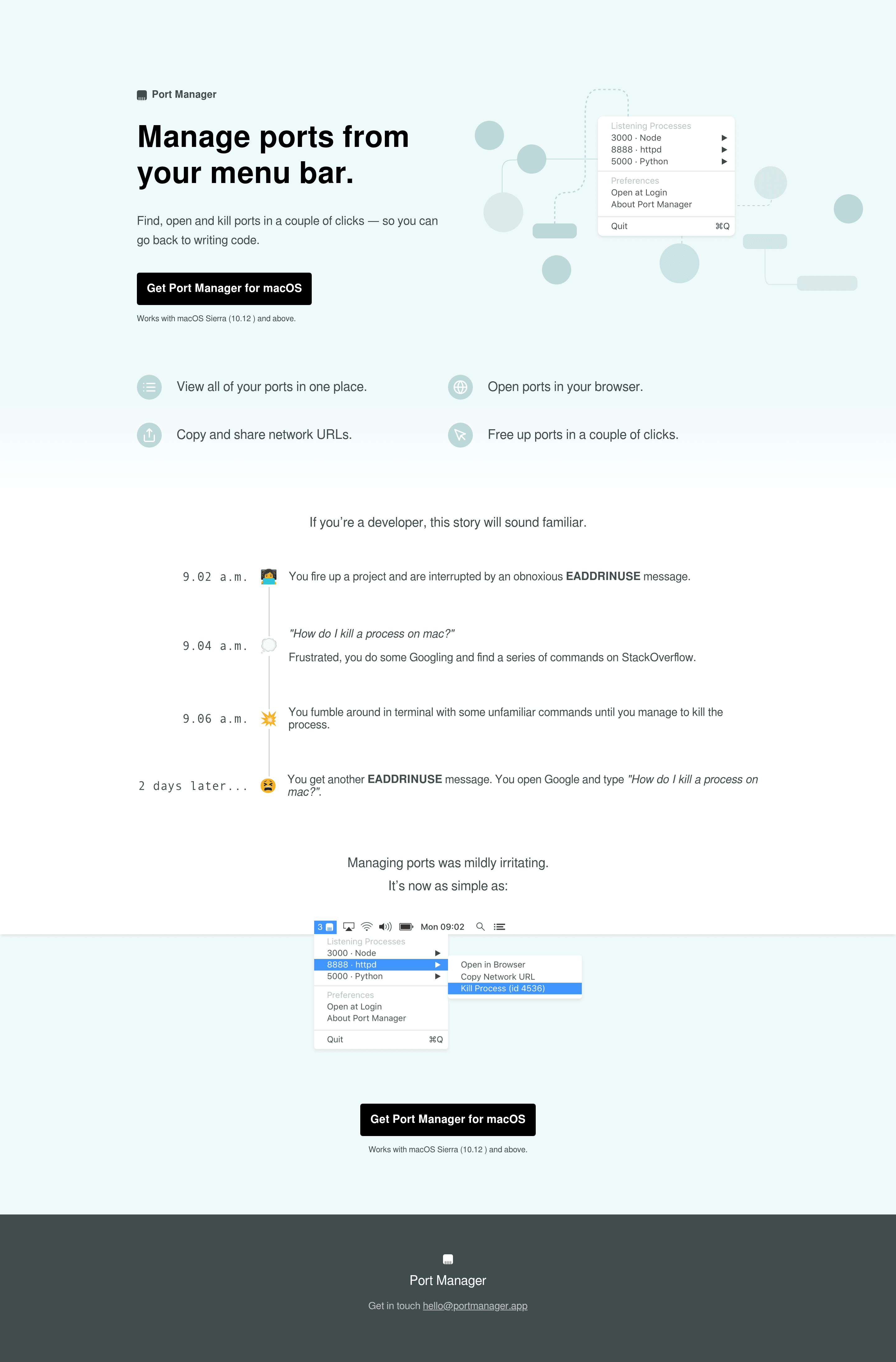 Portmanager saas landing page screenshot