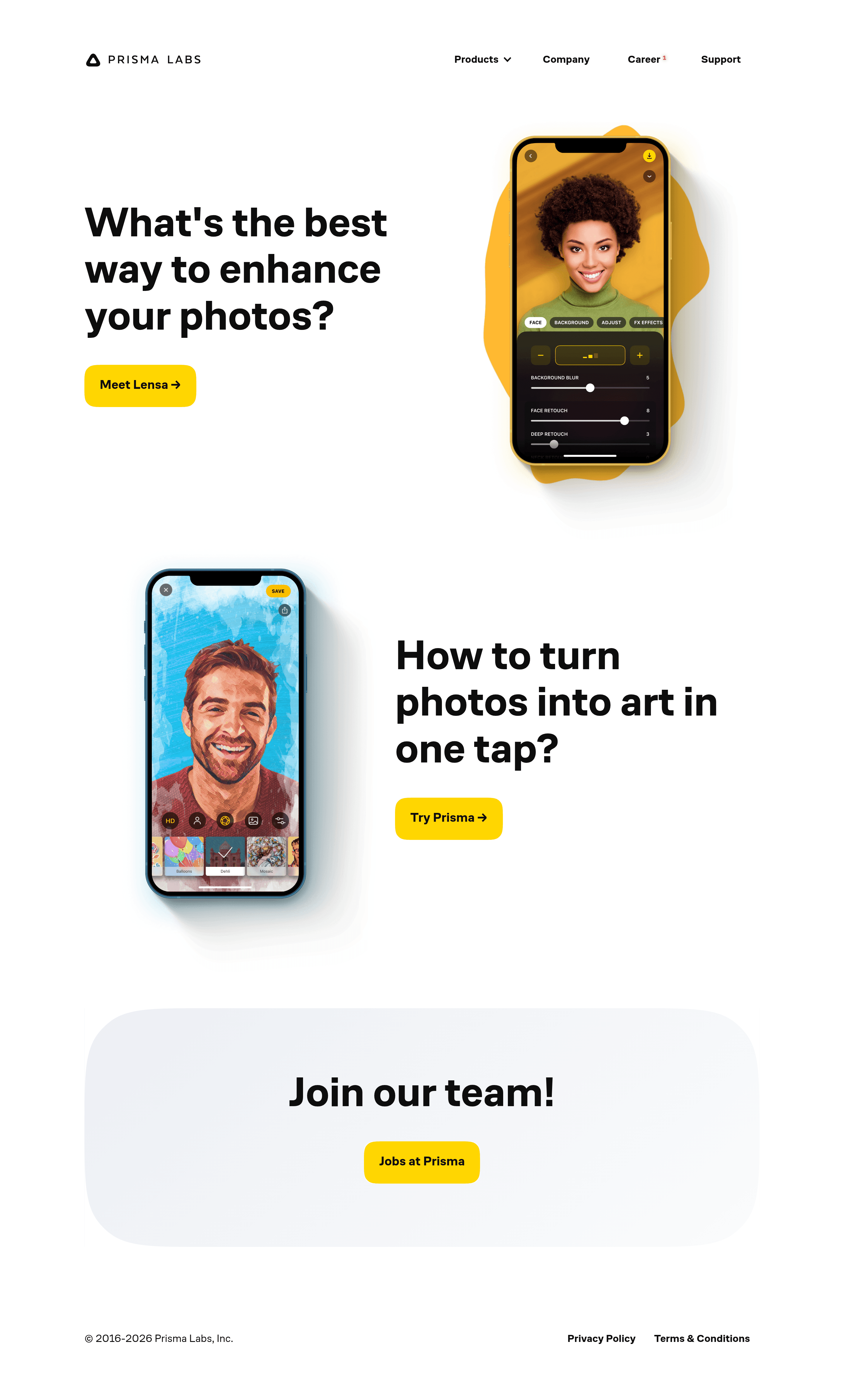 Prisma Ai saas landing page screenshot