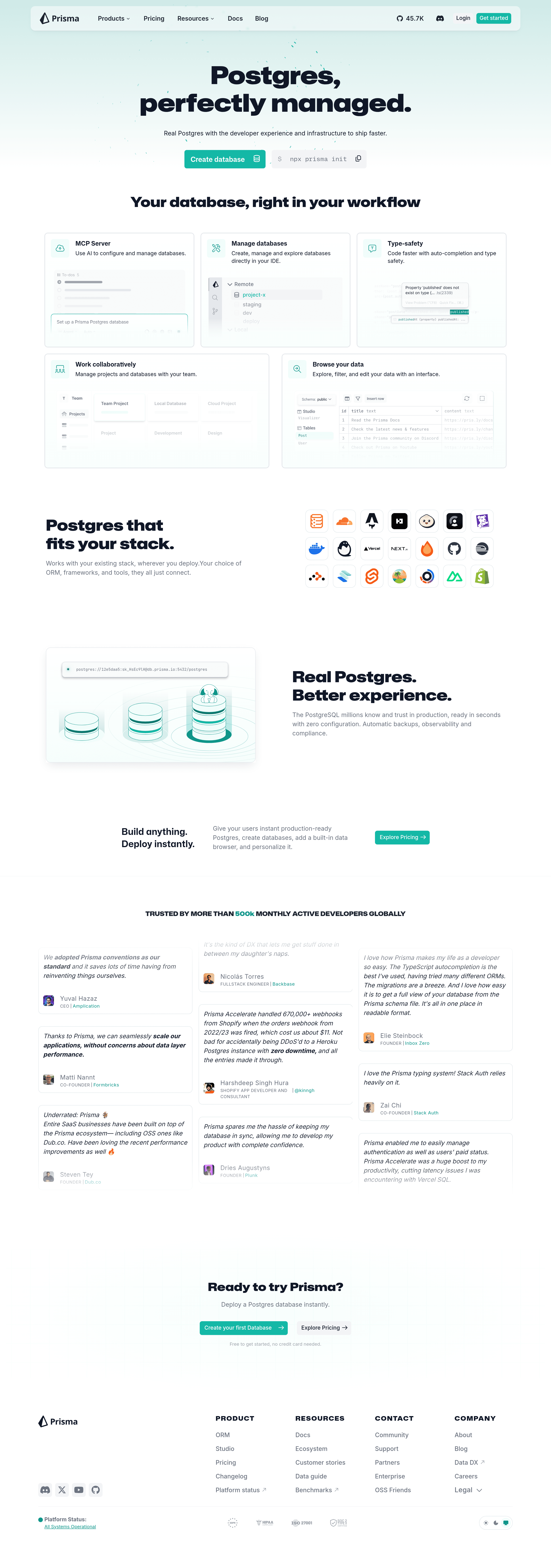 Prisma saas landing page screenshot