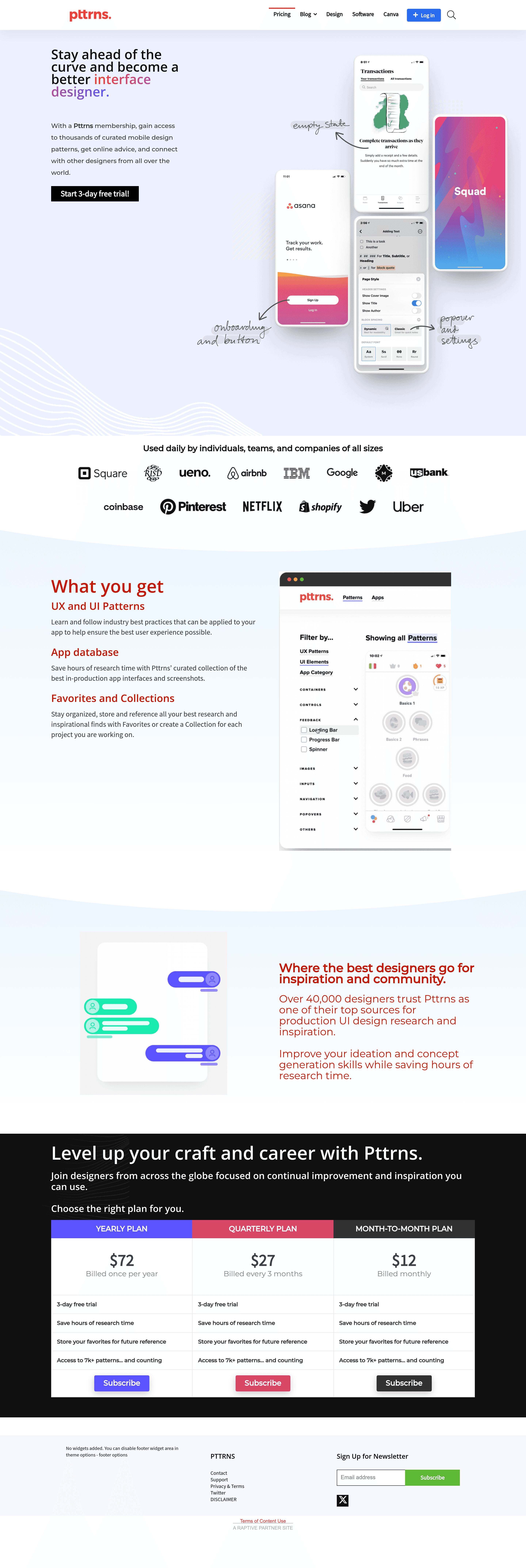 Pttrns saas landing page screenshot