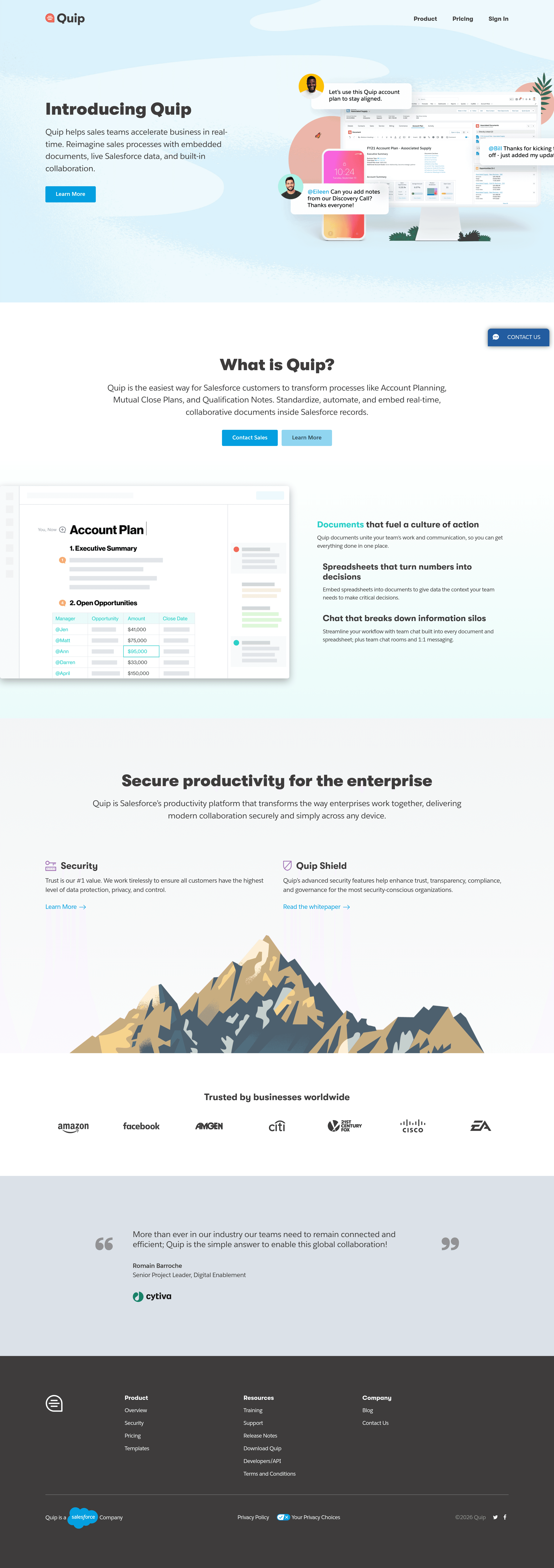 Quip saas landing page screenshot
