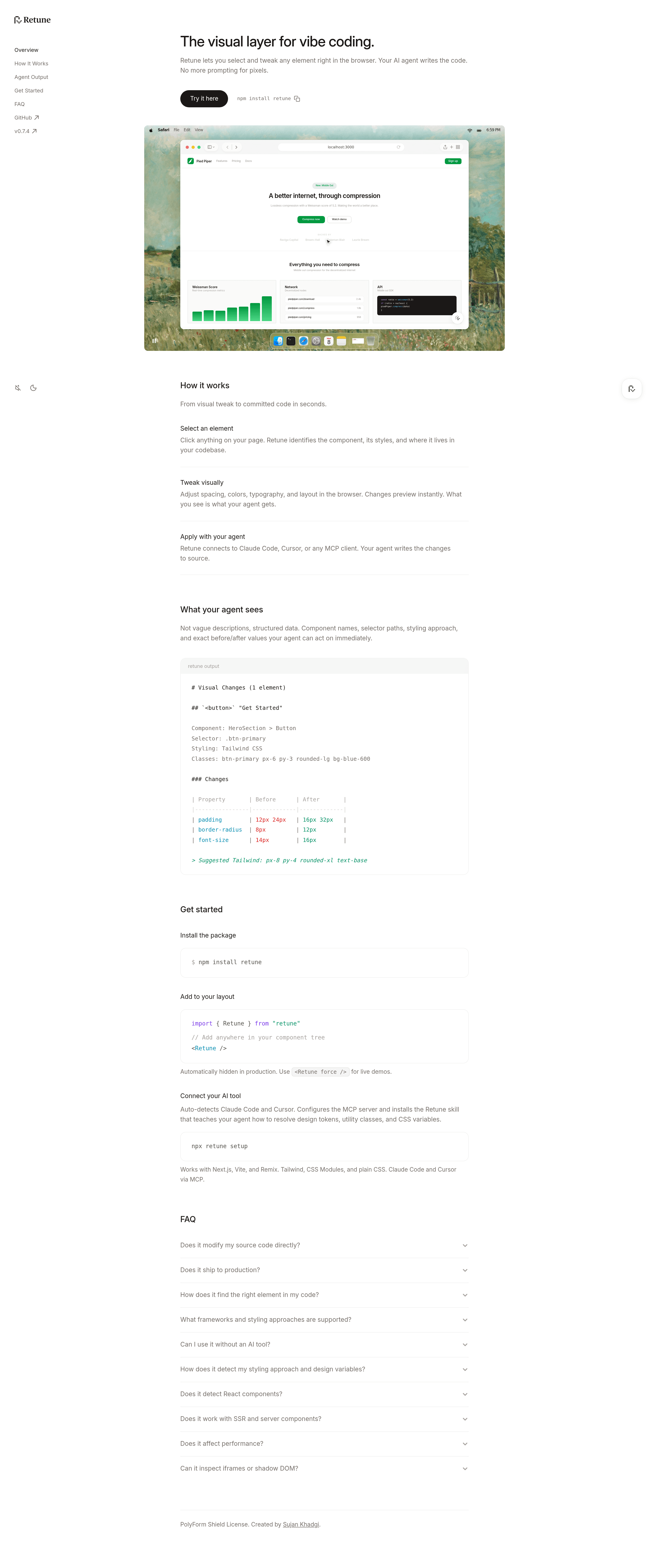 Retune saas landing page screenshot