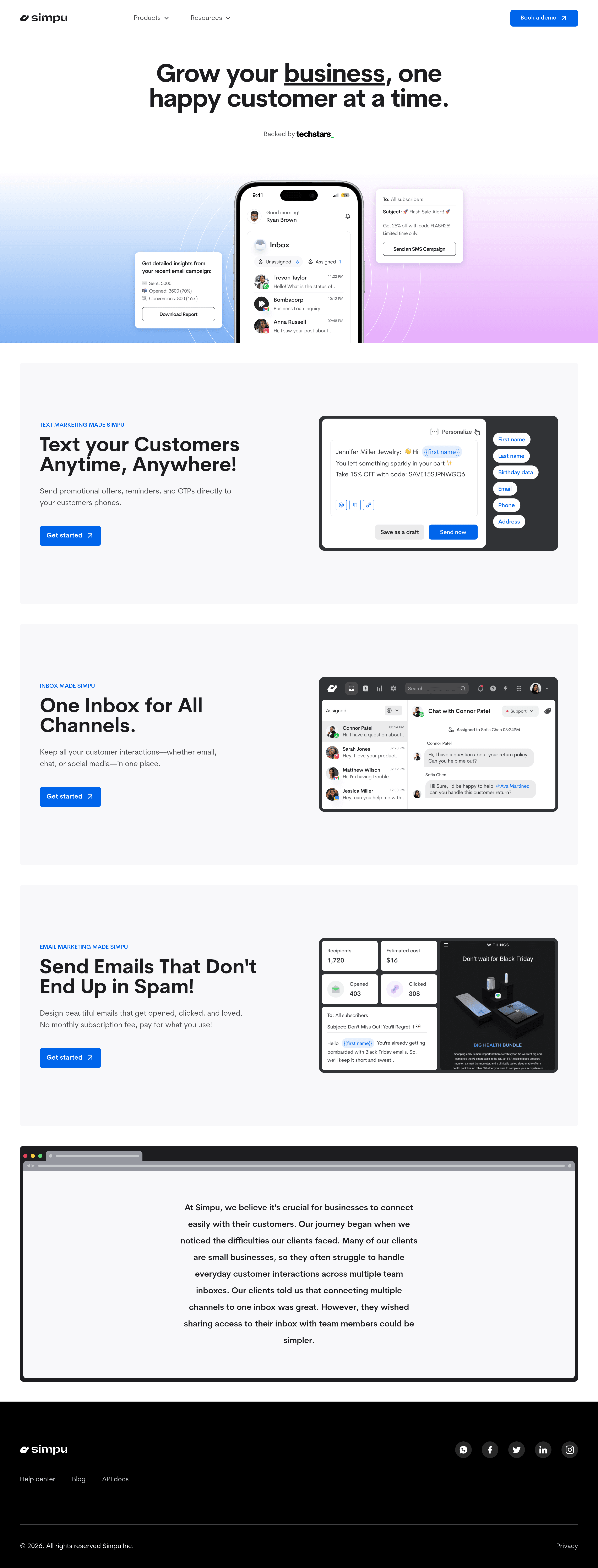 Simpu saas landing page screenshot