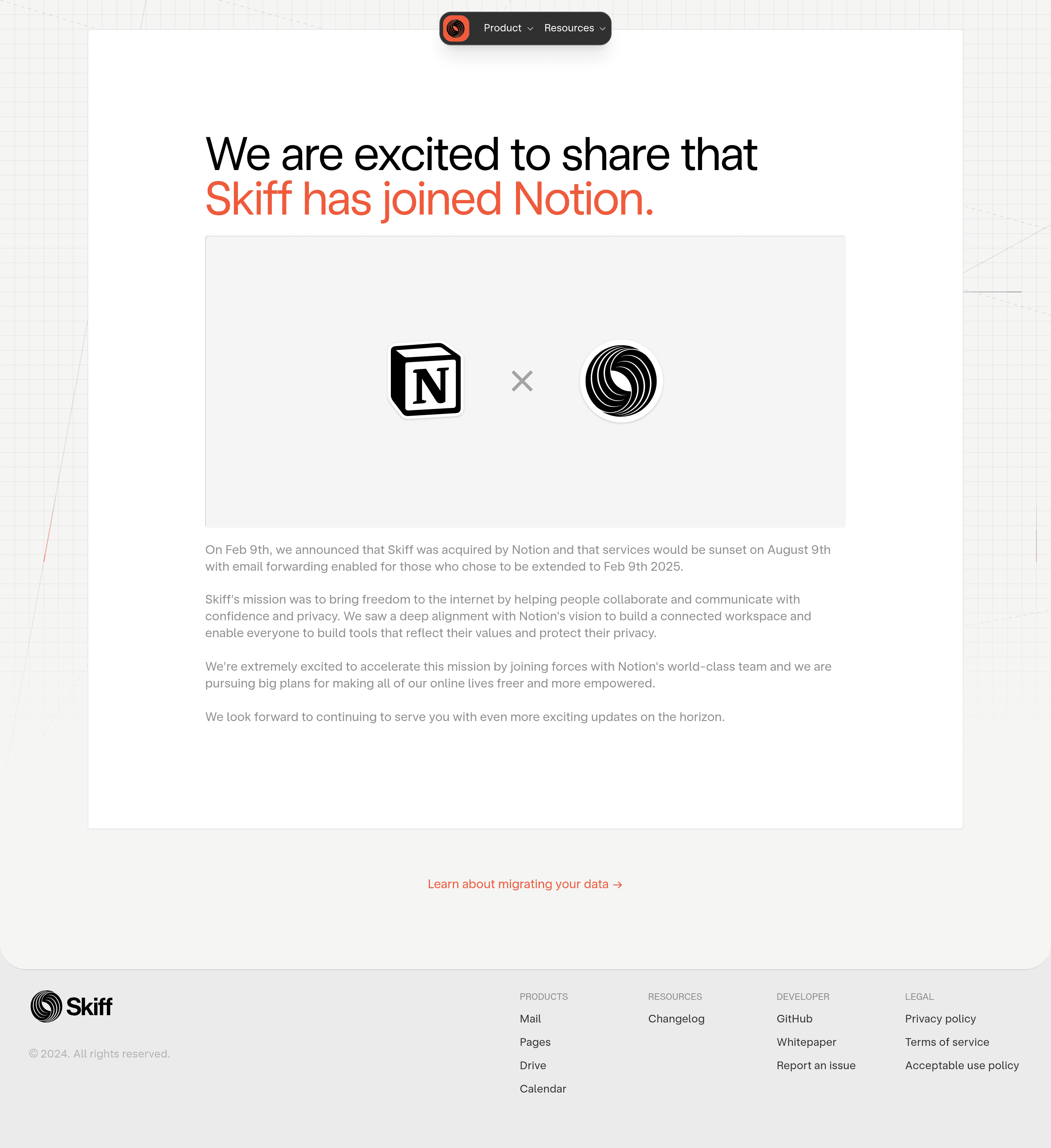 Skiff saas landing page screenshot