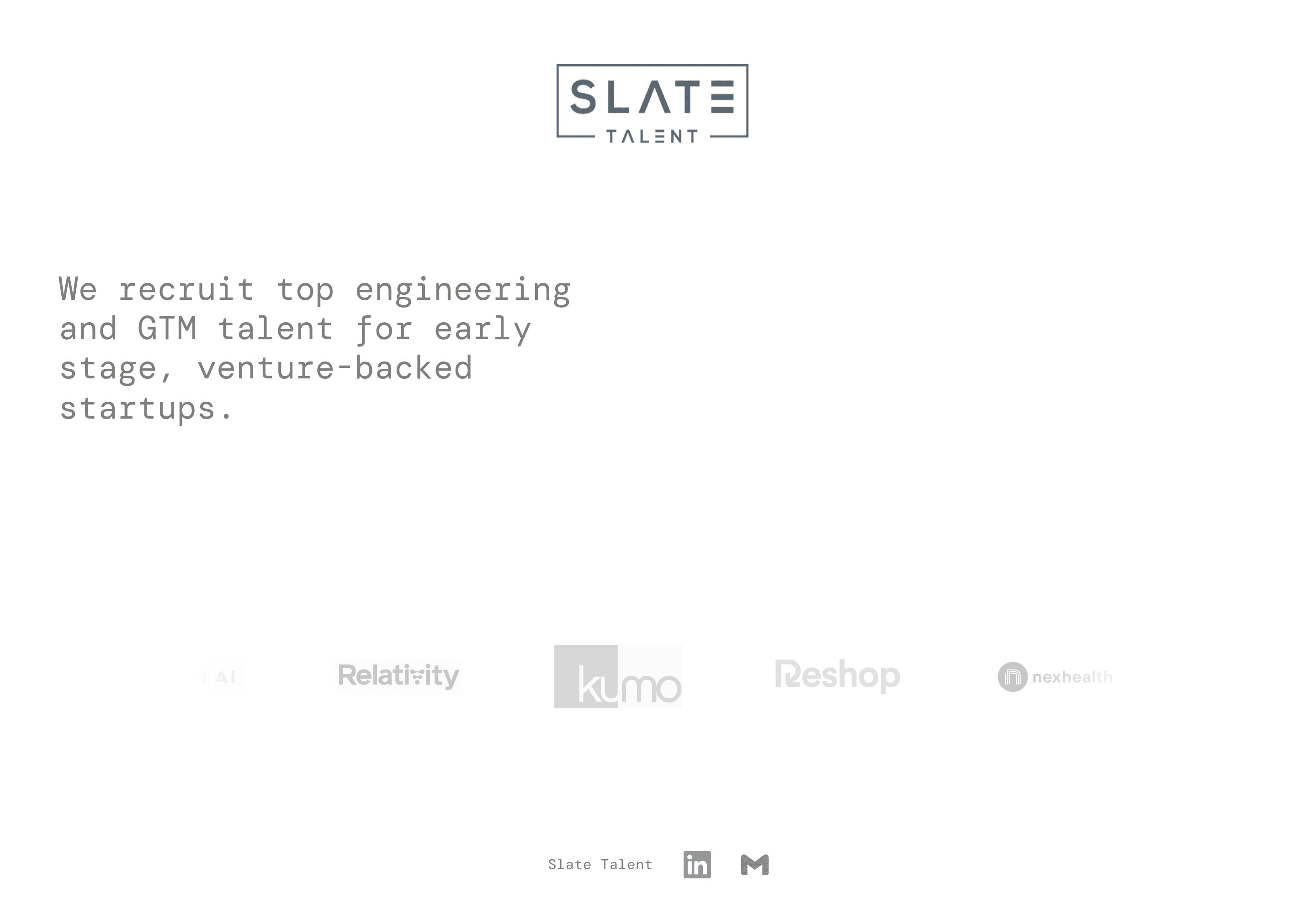 Slate Talent saas landing page screenshot