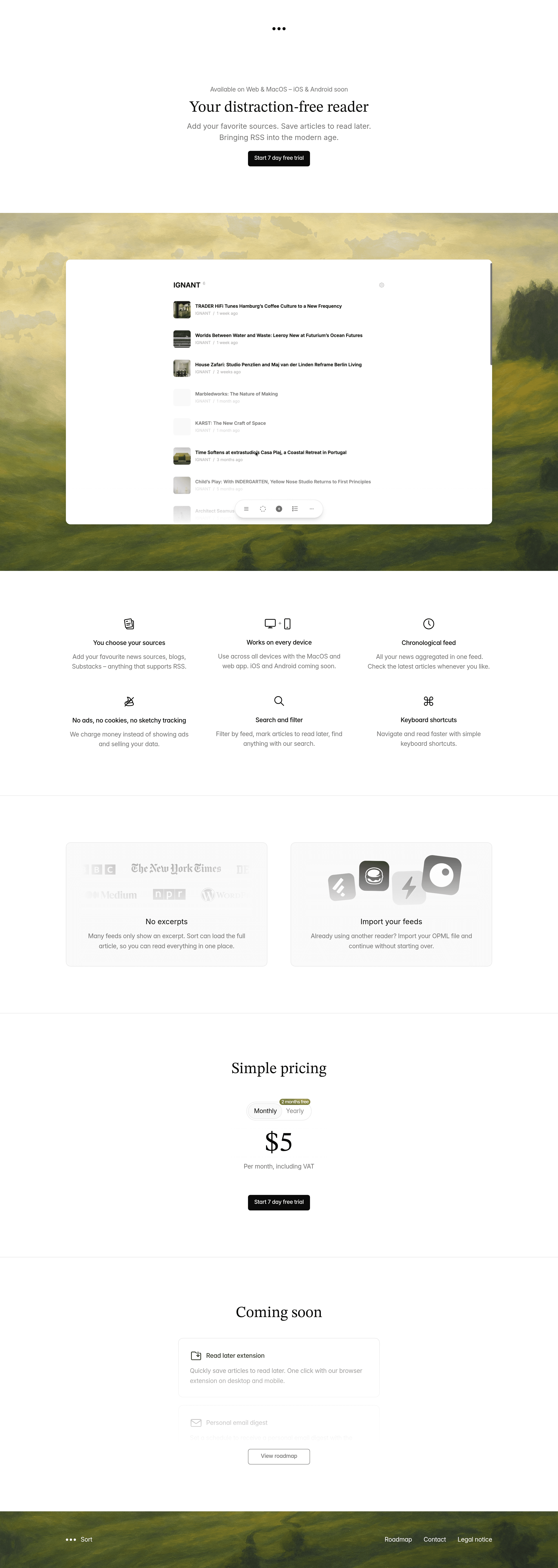 Sort saas landing page screenshot