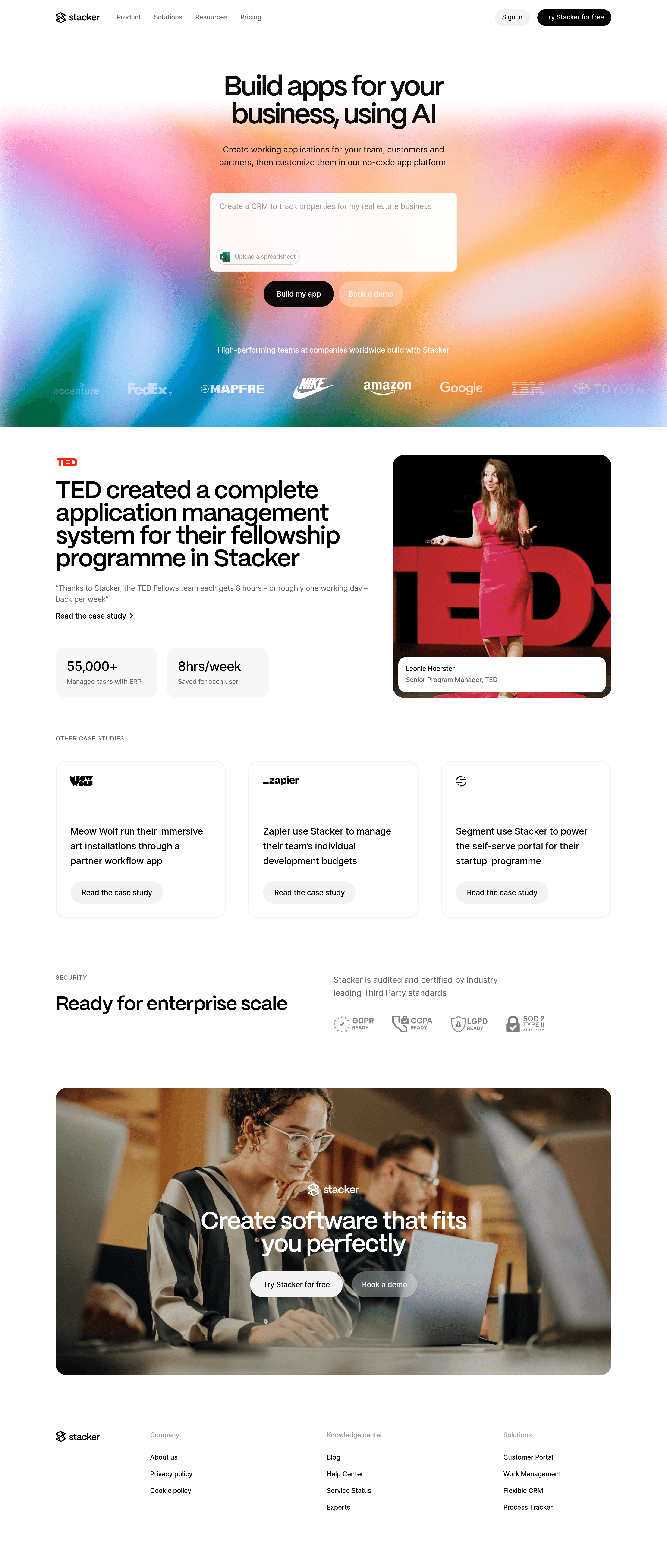 Stacker saas landing page screenshot
