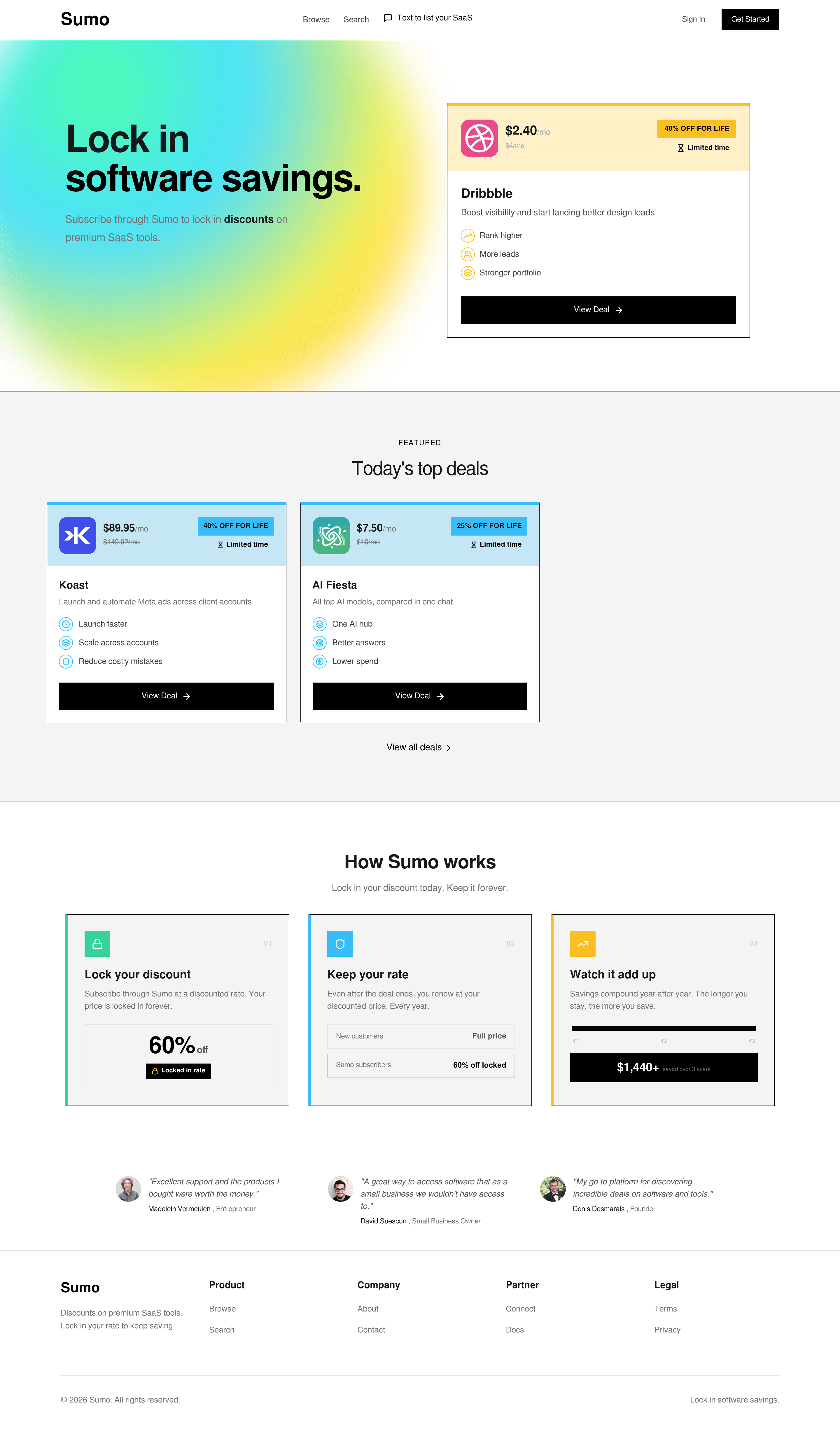 Sumo saas landing page screenshot