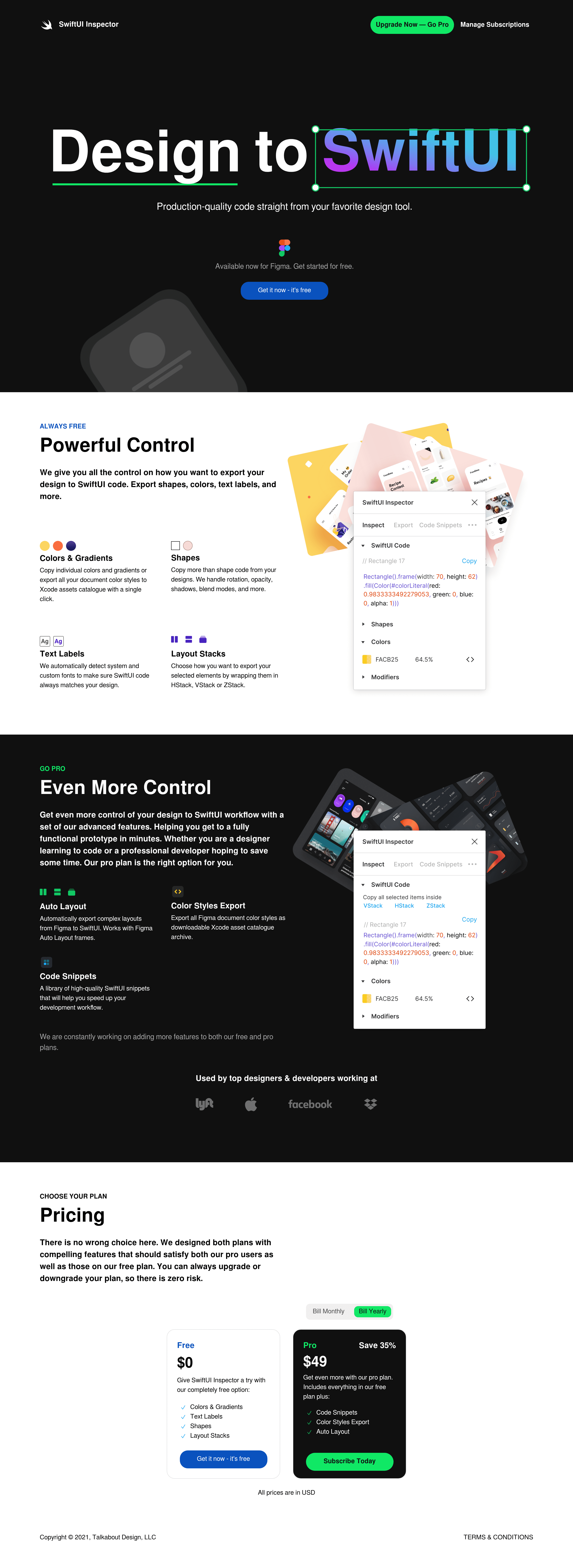 Swiftui saas landing page screenshot