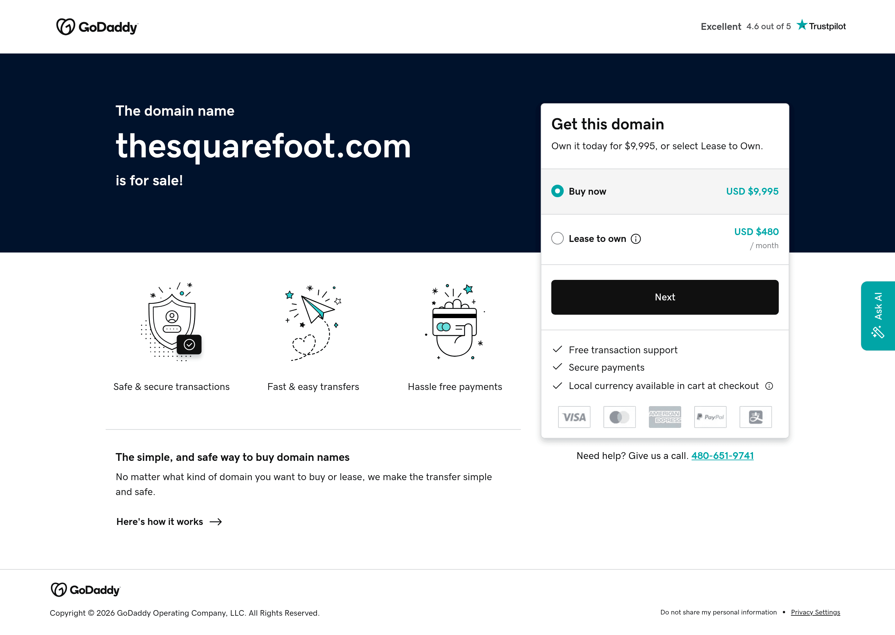 Thesquarefoot saas landing page screenshot